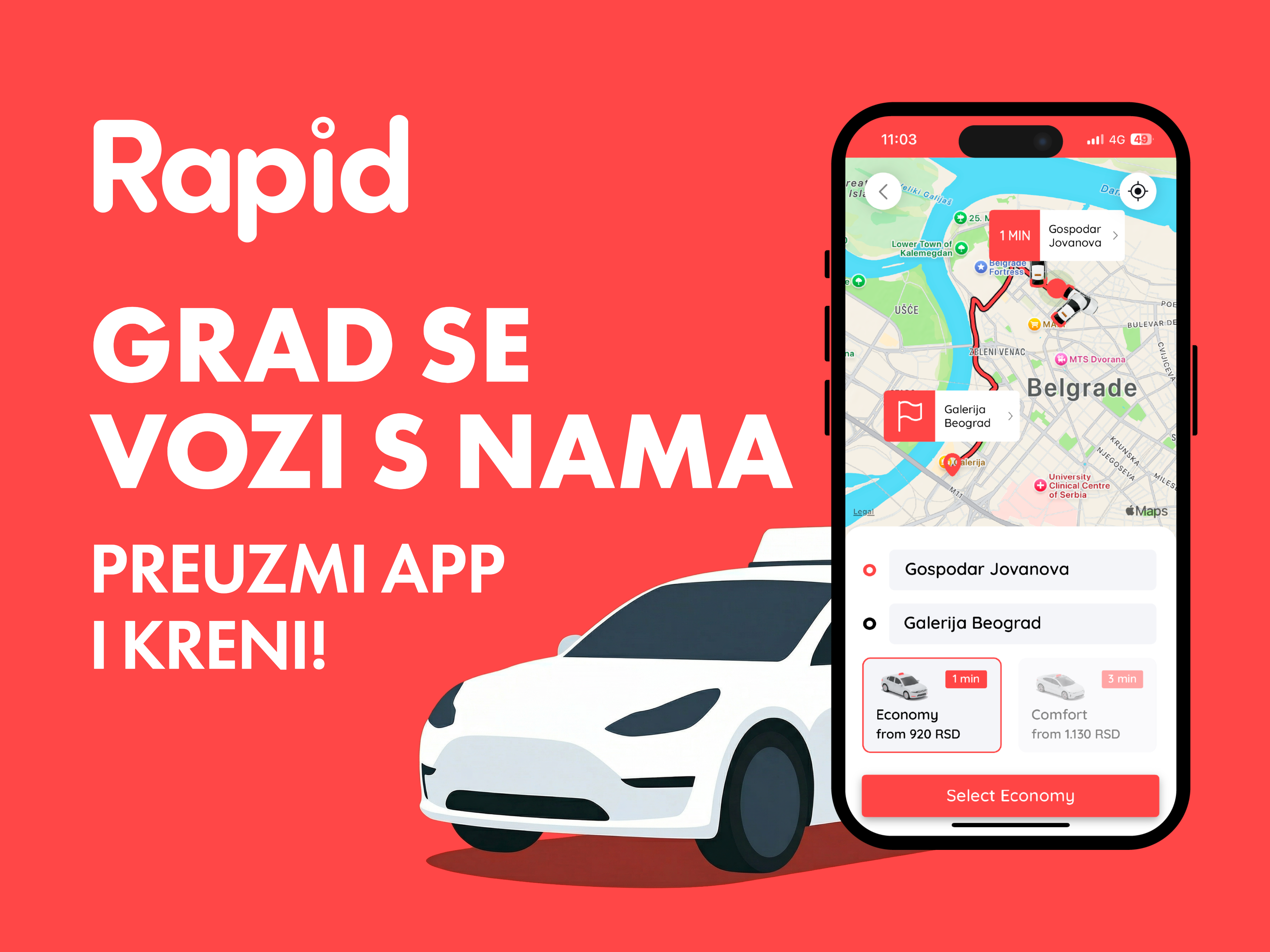 Nova taksi aplikacija u Beogradu - Rapid