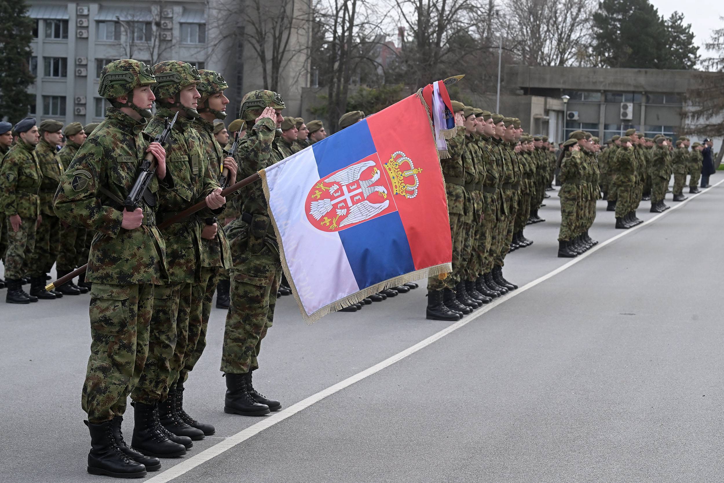 Beograd, 18.03.2026. - Ministar odbrane Bratislav Gasic prisustvovao je danas svecanosti povodom obelezavanja Dana Vojne akademije, u kasarni "General Jovan Miskovic" u Beogradu. (BETAPHOTO/MINISTARSTVO ODBRANE SRBIJE)