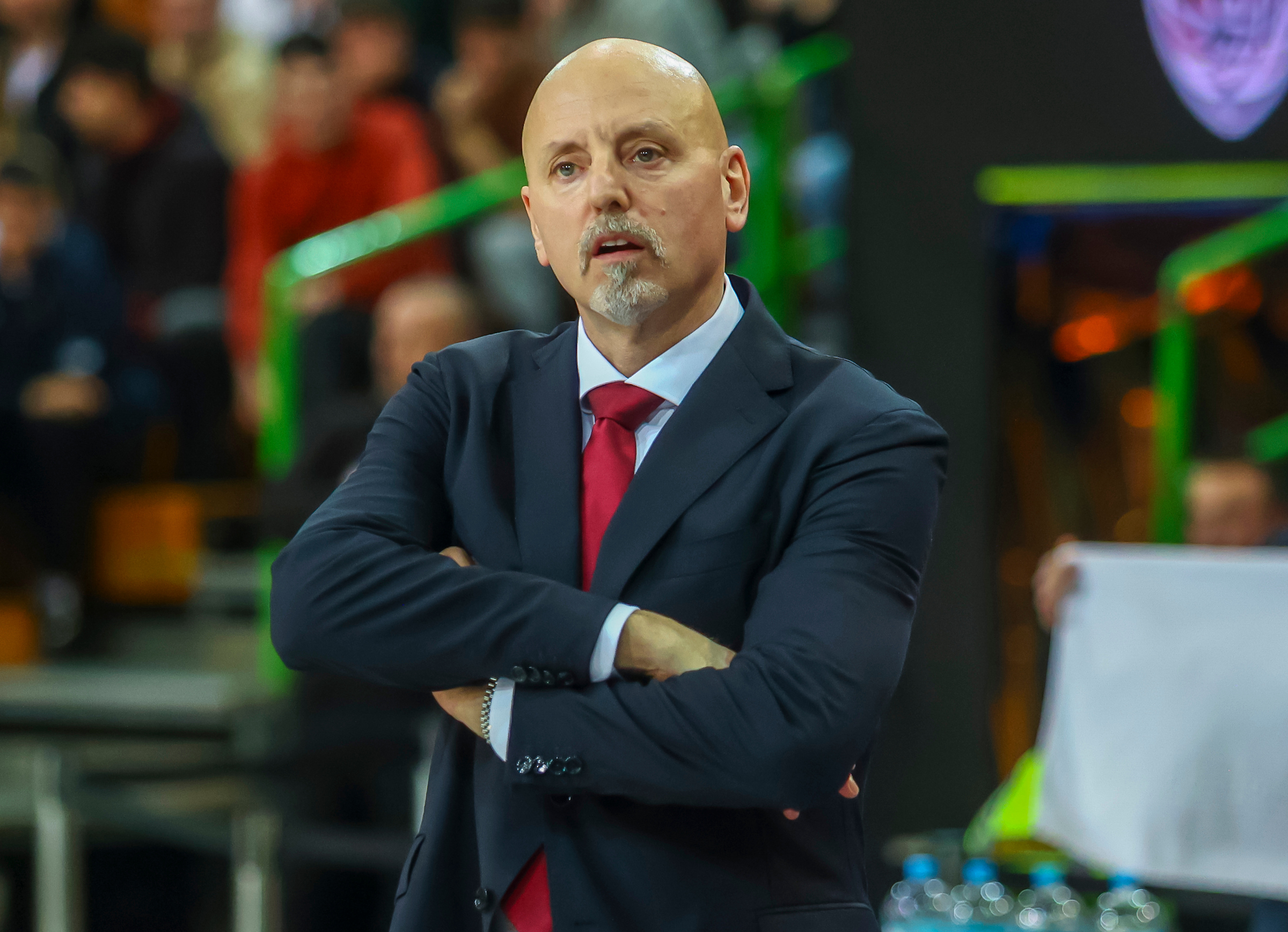 Crvena Zvezda's head coach Sasa Obradovic during the match