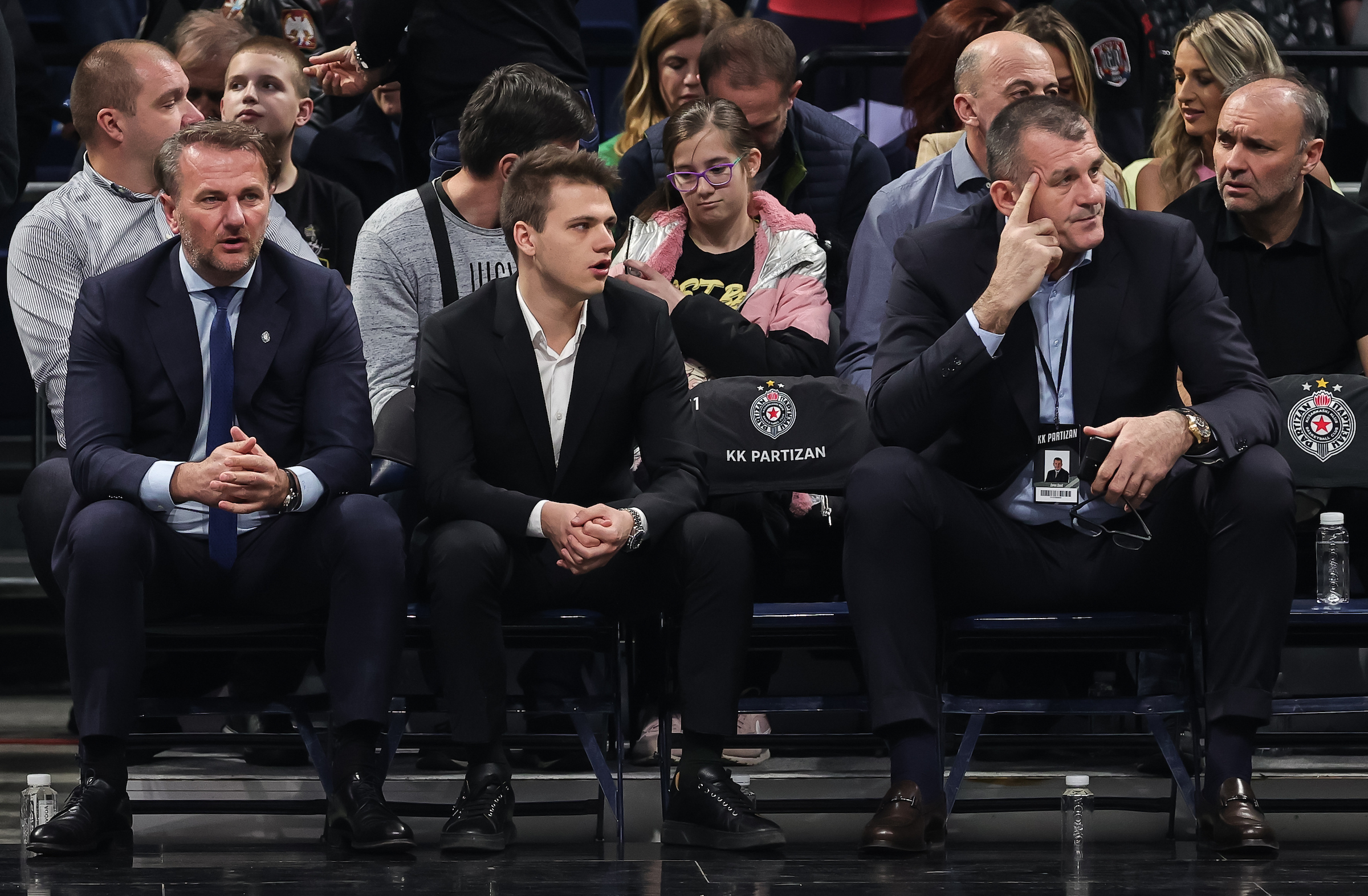 Ostoja Mijailovic (L) and Zoran Savic (R) during the Aba League Season 2022-2023 match between Partizan and Crvena Zvezda at Stark Arena on March 13, 2023 in Belgrade, Serbia. (Photo by Srdjan Stevanovic/Starsport.rs ©)