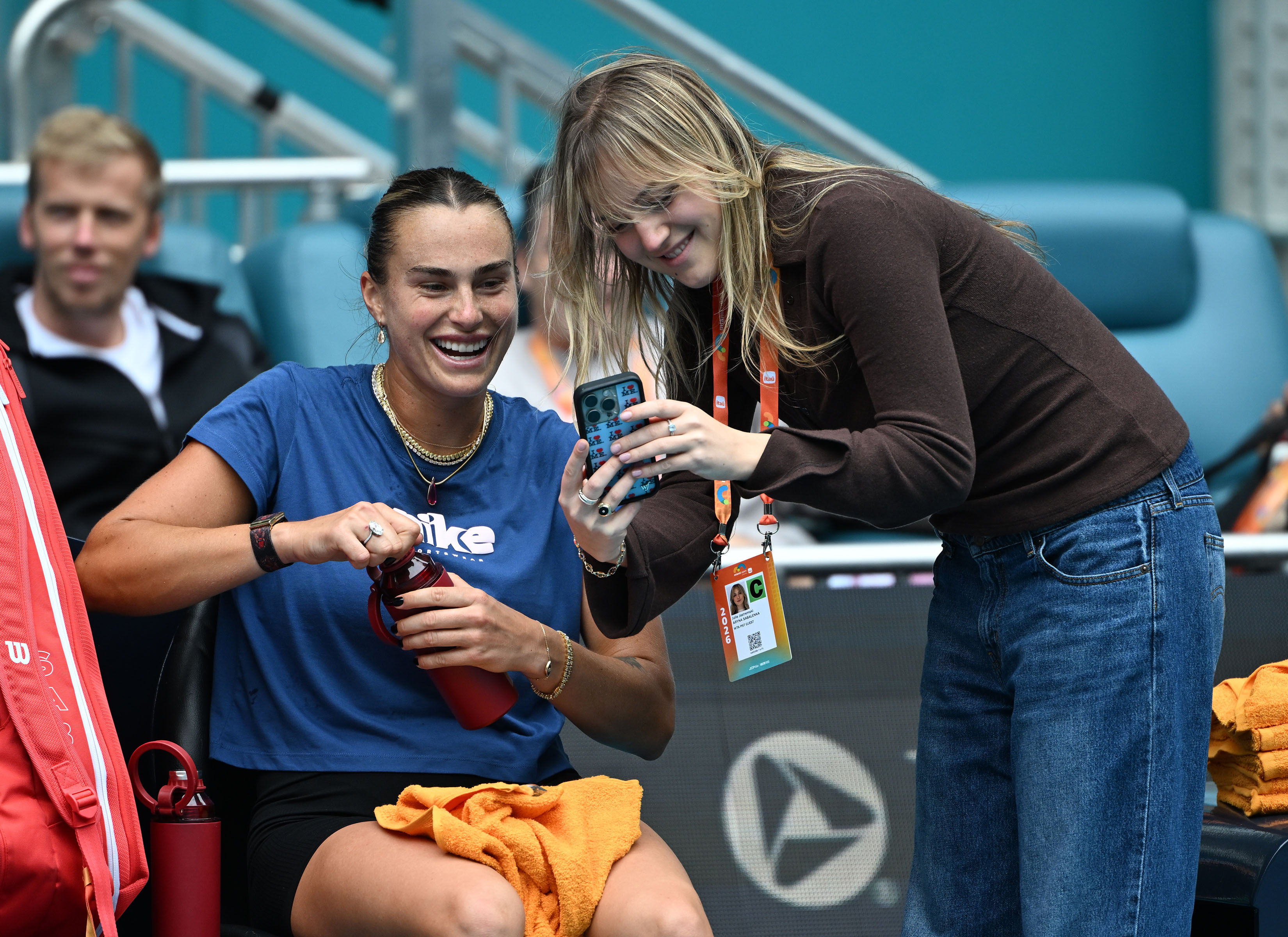 Aryna Sabalenka is seen on the practice court at The Miami Open held at Hard Rock Stadium