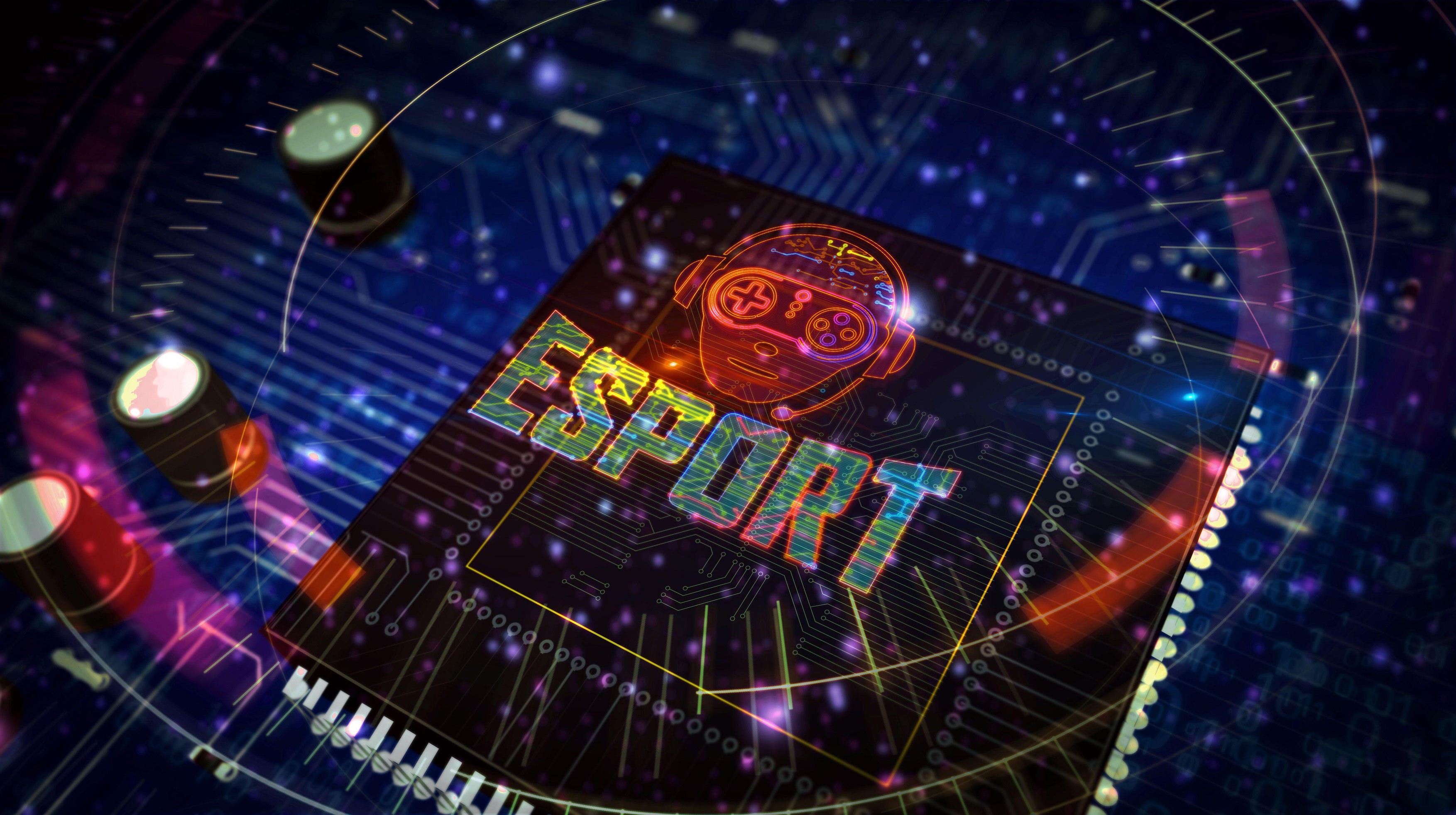 Esport cyber games with gamer symbol project creating. Abstract concept of tournament, play, video gaming and digital sport 3d illustration.