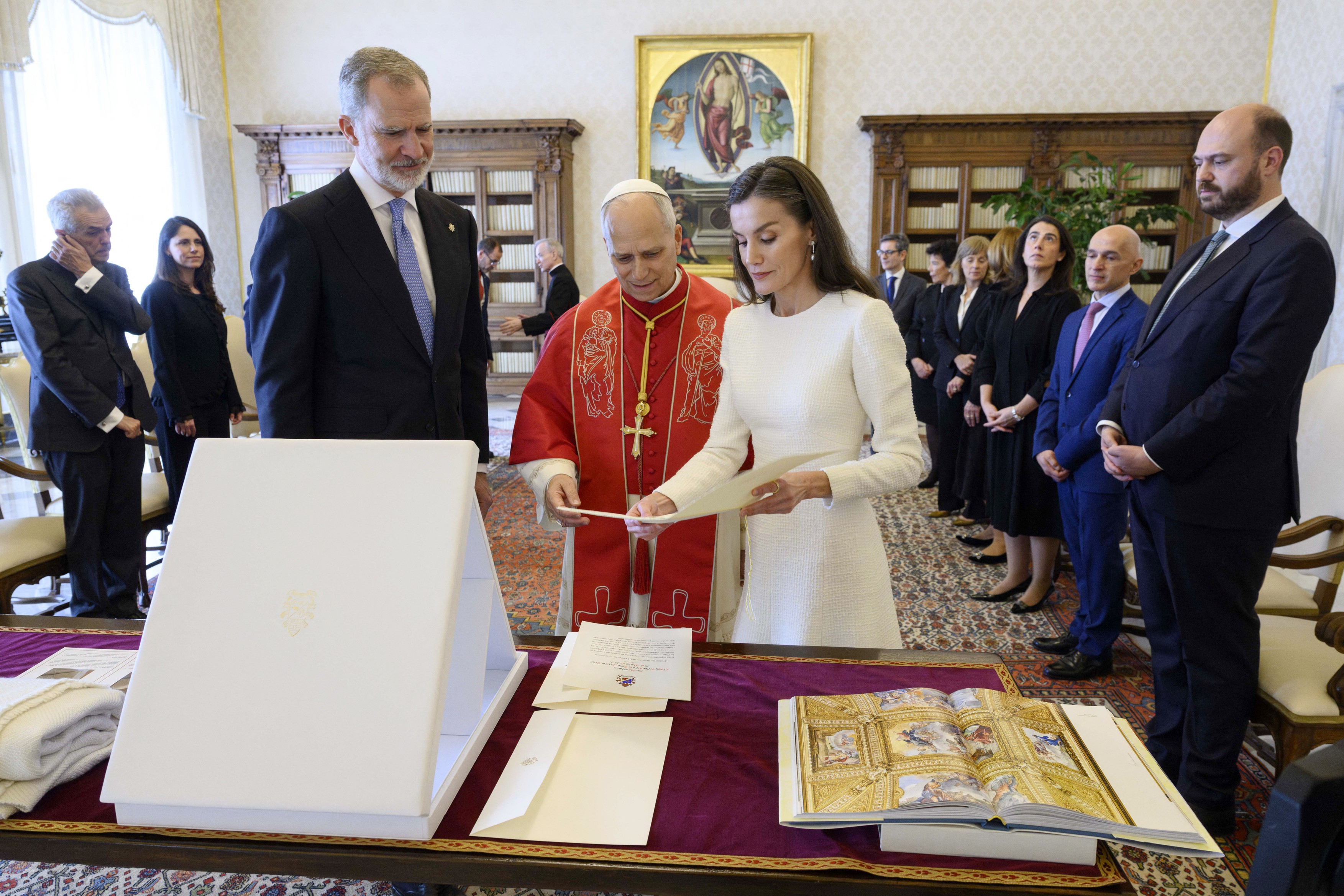 Pope Leo XIV meets king Felipe VI and queen Letizia of Spain at the Vatican
