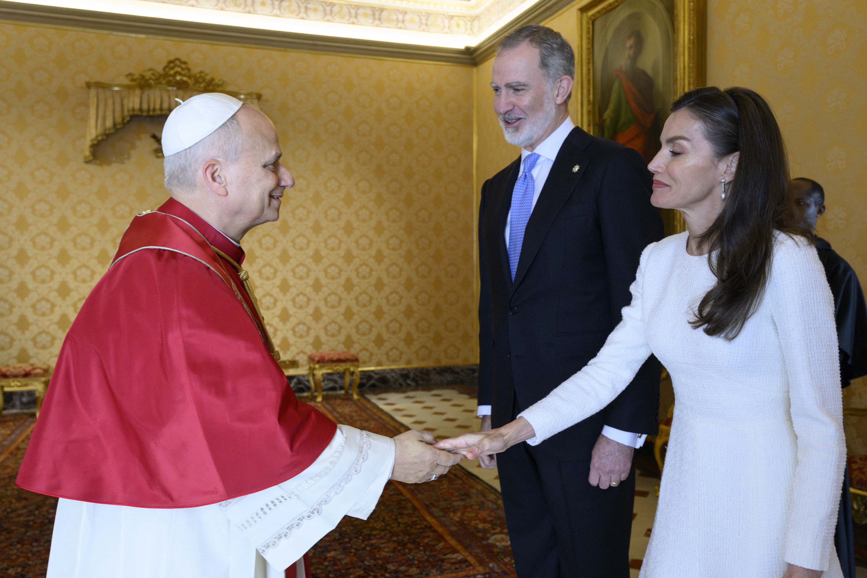 Pope Leo XIV meets king Felipe VI and queen Letizia of Spain at the Vatican