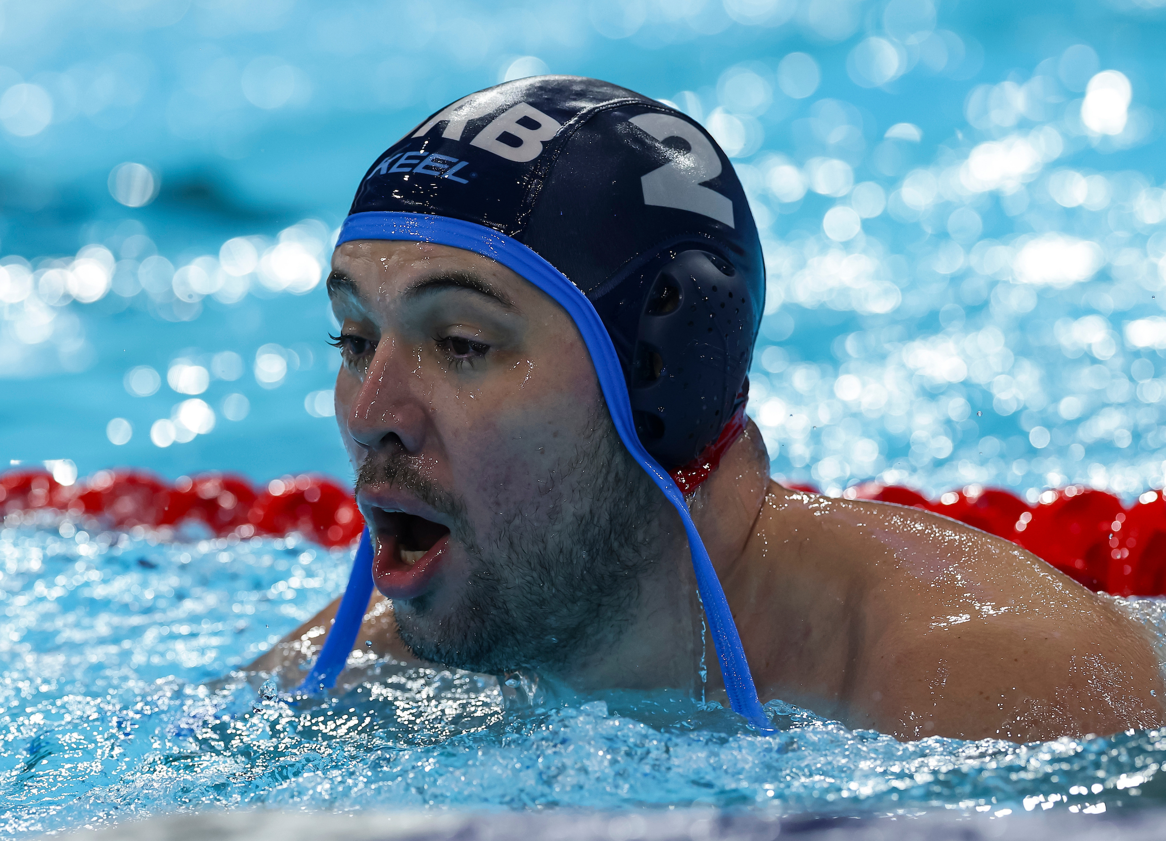BELGRADE, SERBIA - JANUARY 12: Dusan Mandic of Serbia in action during the European Water Polo Championships 2026 match between Israel and Netherlands at Belgrade Arena on January 12, 2026 in Belgrade, Serbia. (Photo by Srdjan Stevanovic/Getty Images)
