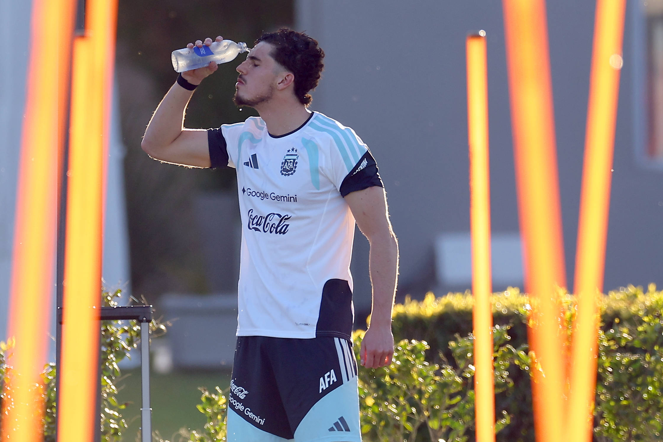 Argentine striker Joaquin Panichelli cools down during a training session in Ezeiza, Buenos Aires Province