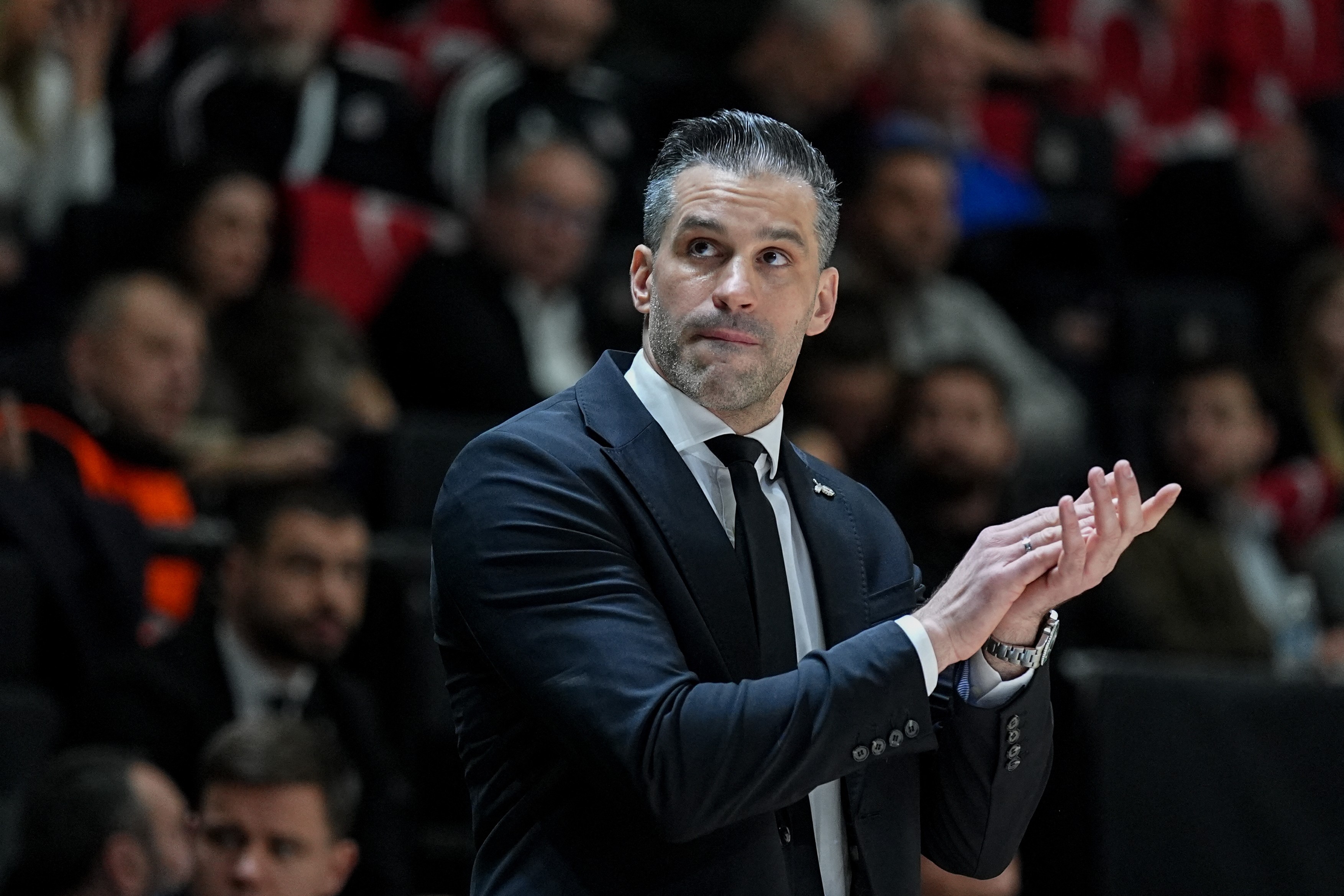 ISTANBUL, TURKIYE - MARCH 18: Besiktas GAIN head coach Dusan Alimpijevic watches the game