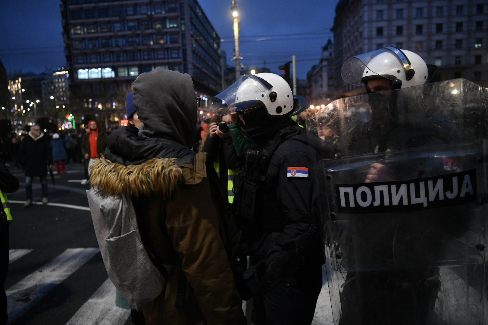 Rektorat protest, policija, tuča, Vasina ulica, Trg republike,
