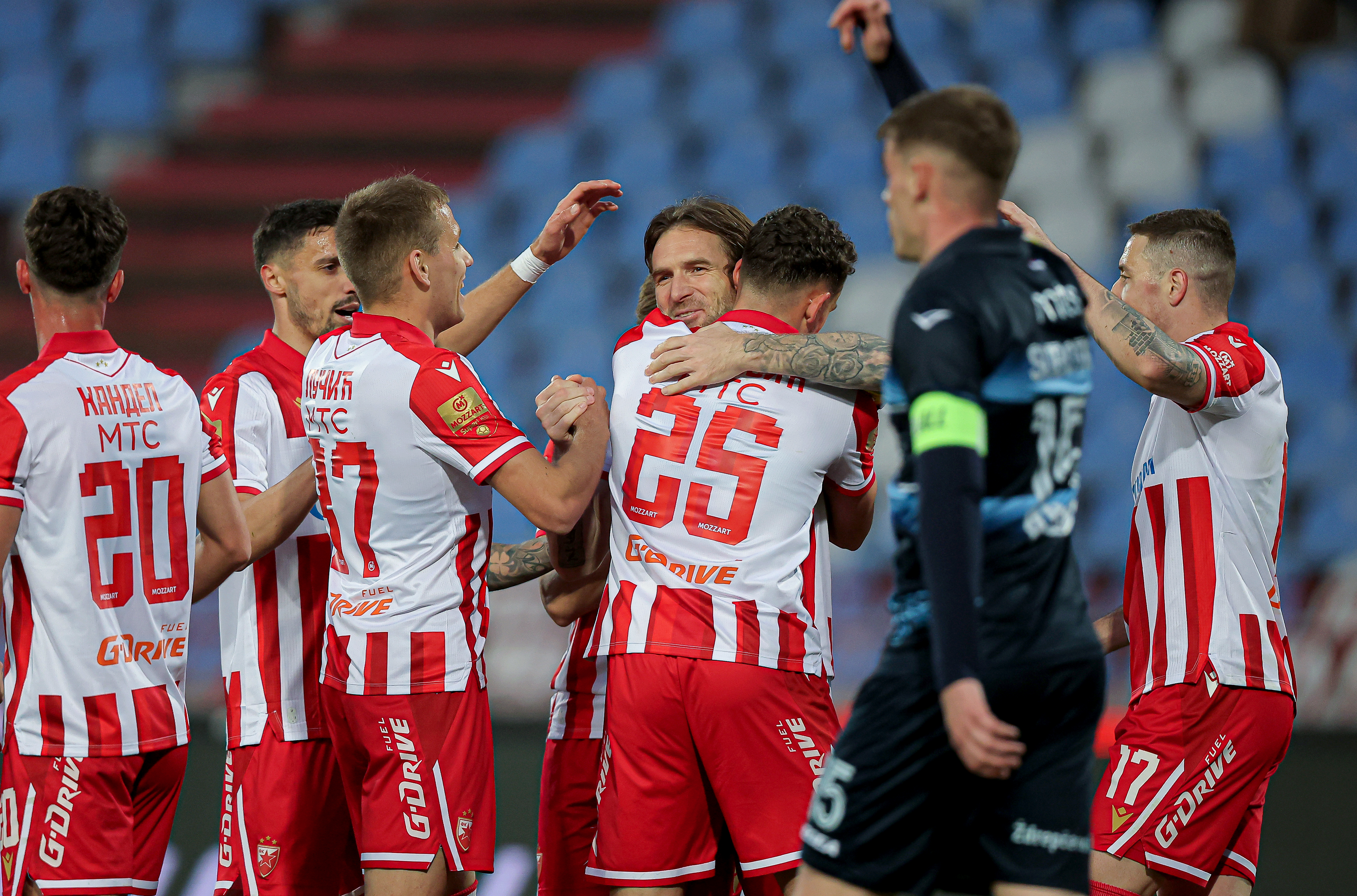 Crvena zvezda players celebrate a goal