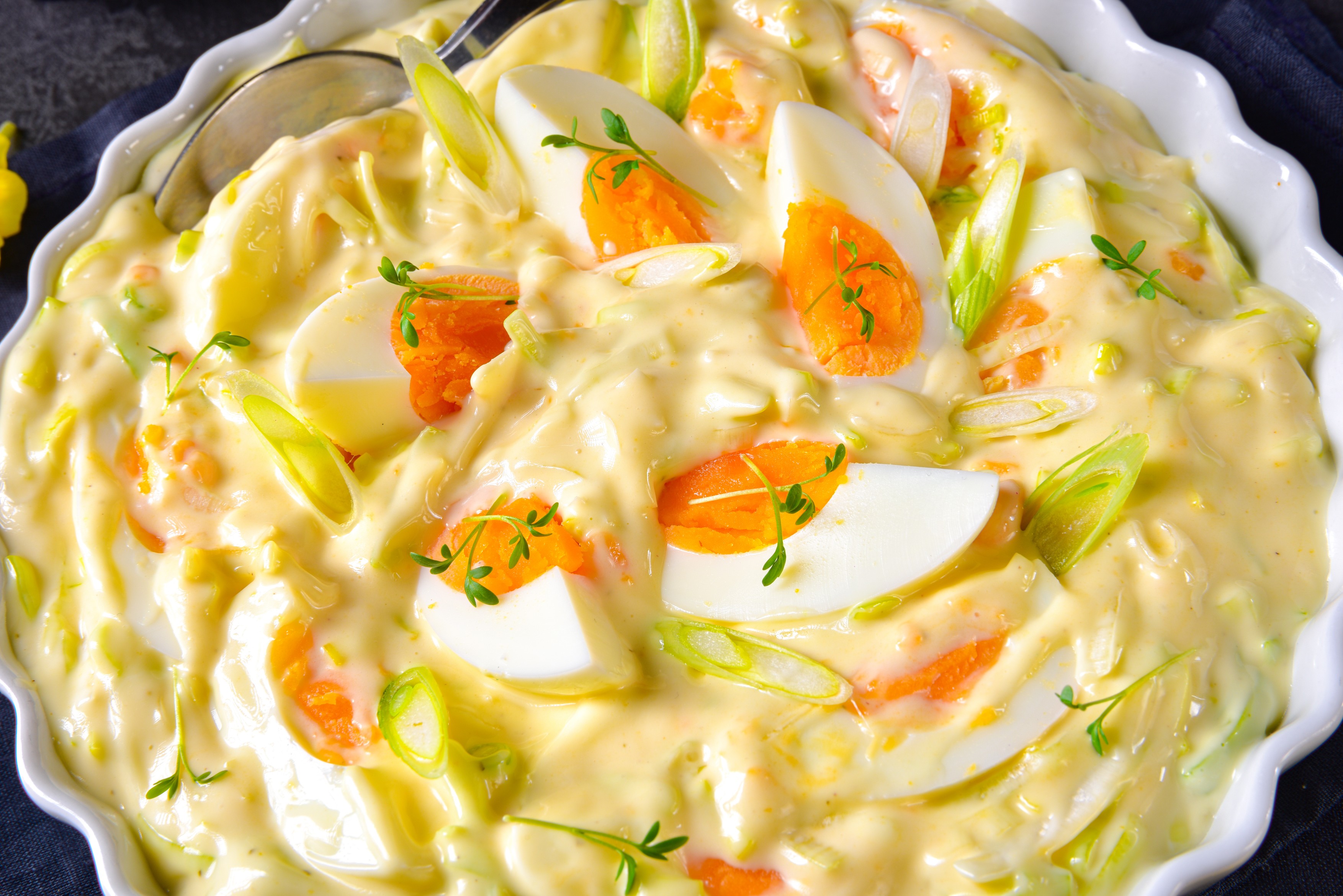 Spring egg salad chives and delicious mayonnaise.