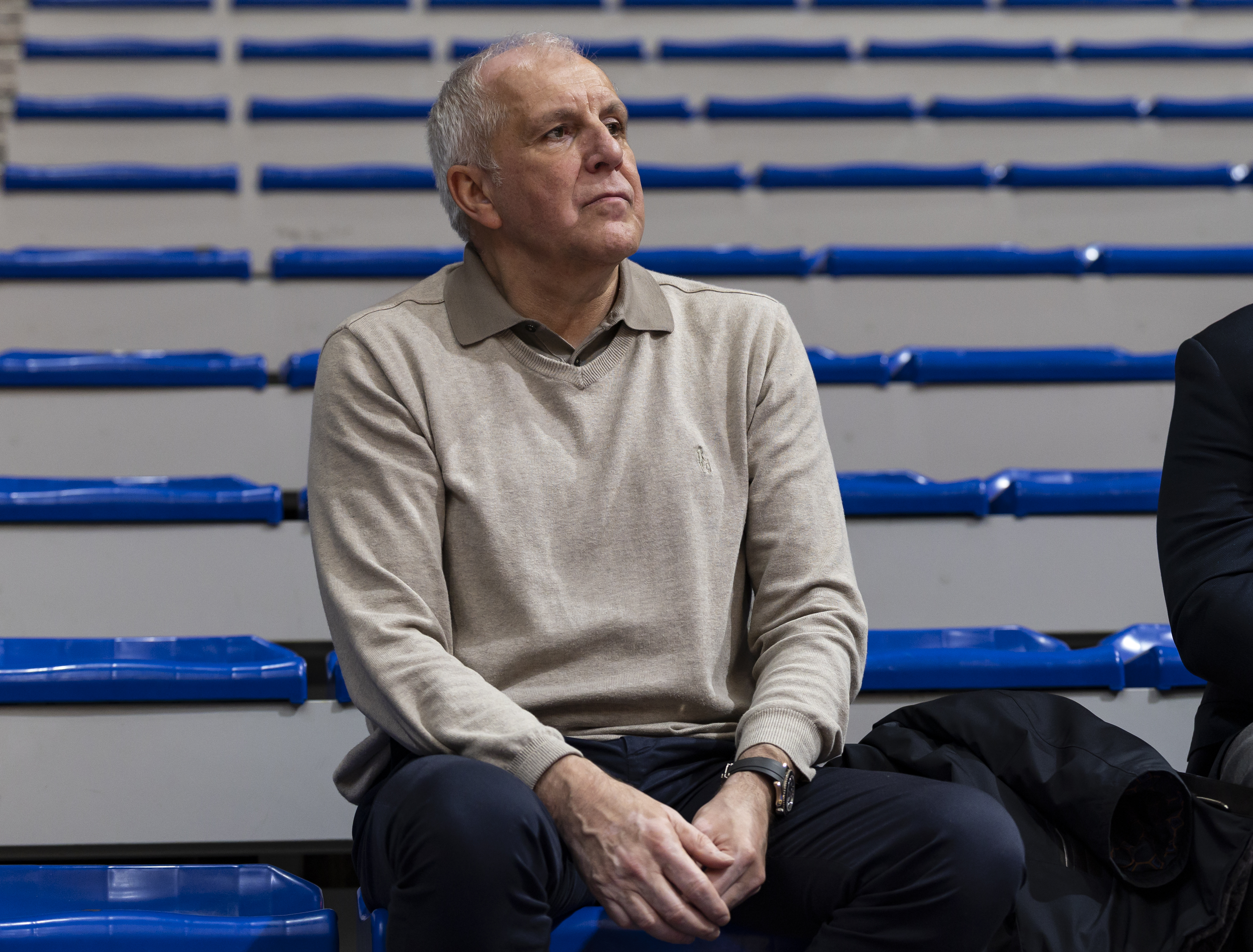 Željko Obradović during the 2025/2026 EuroLeague match between Maccabi Tel Aviv v Hapoel Ibi Tel Aviv at Aleksandar Nikolic Hall on April 12, 2025 in Belgrade, Serbia.