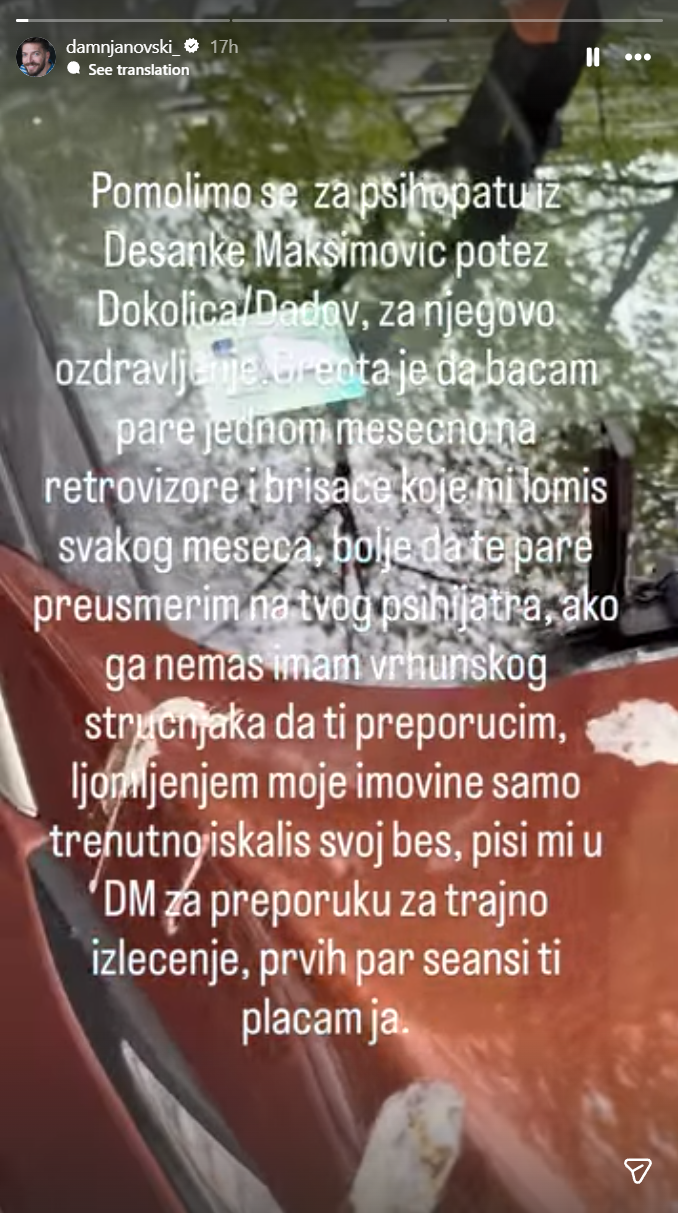 Foto: Printskrin Instagram damnjanovski_