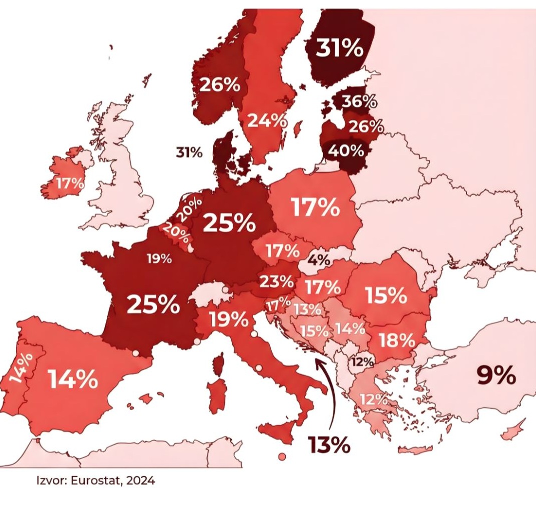 Mapa Evrope koliko ljudi živi samostalno
