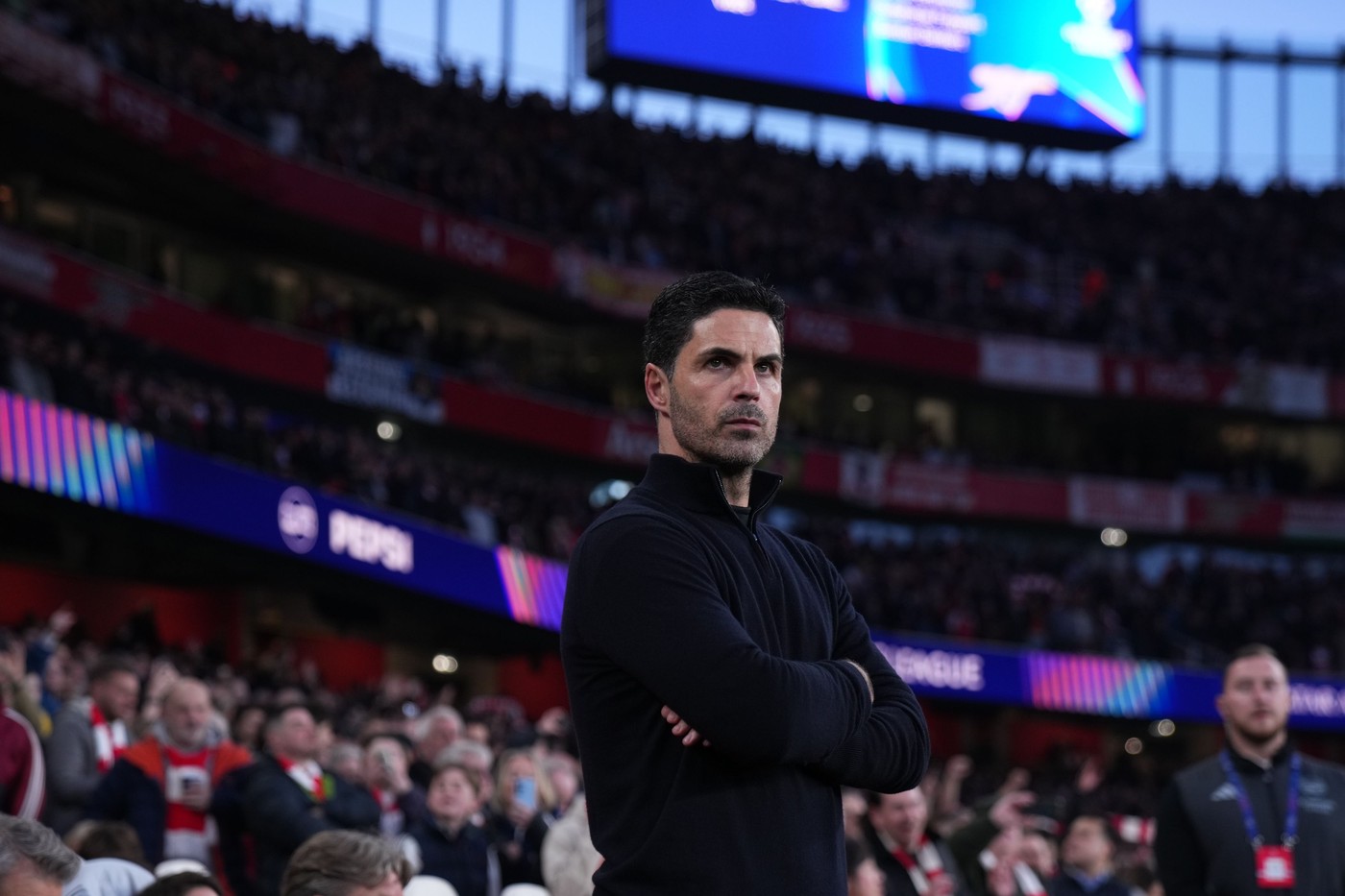 Mikel Arteta, manager of Arsenal, during the UEFA Champions League