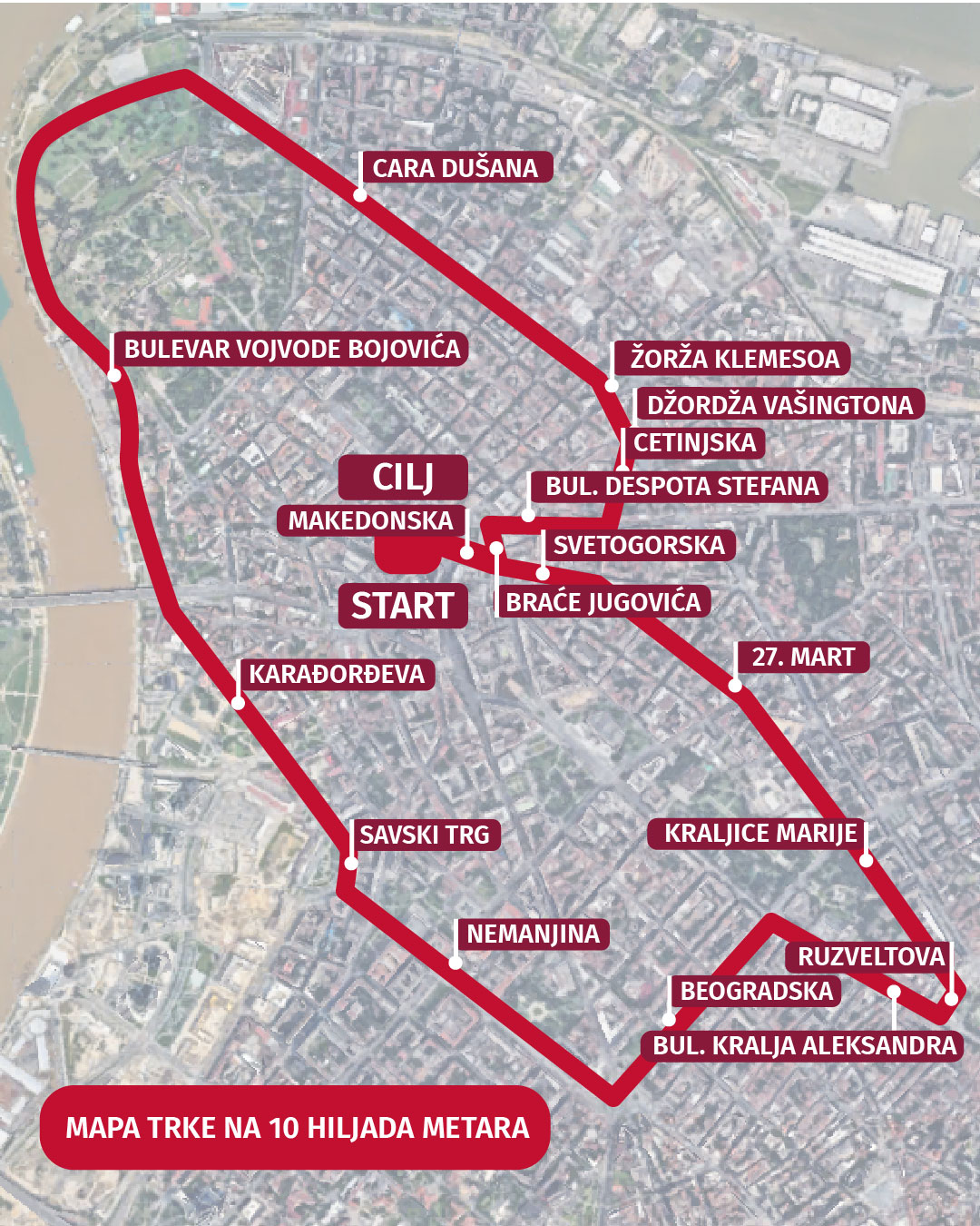 mapa trke beogradski maraton  10k
