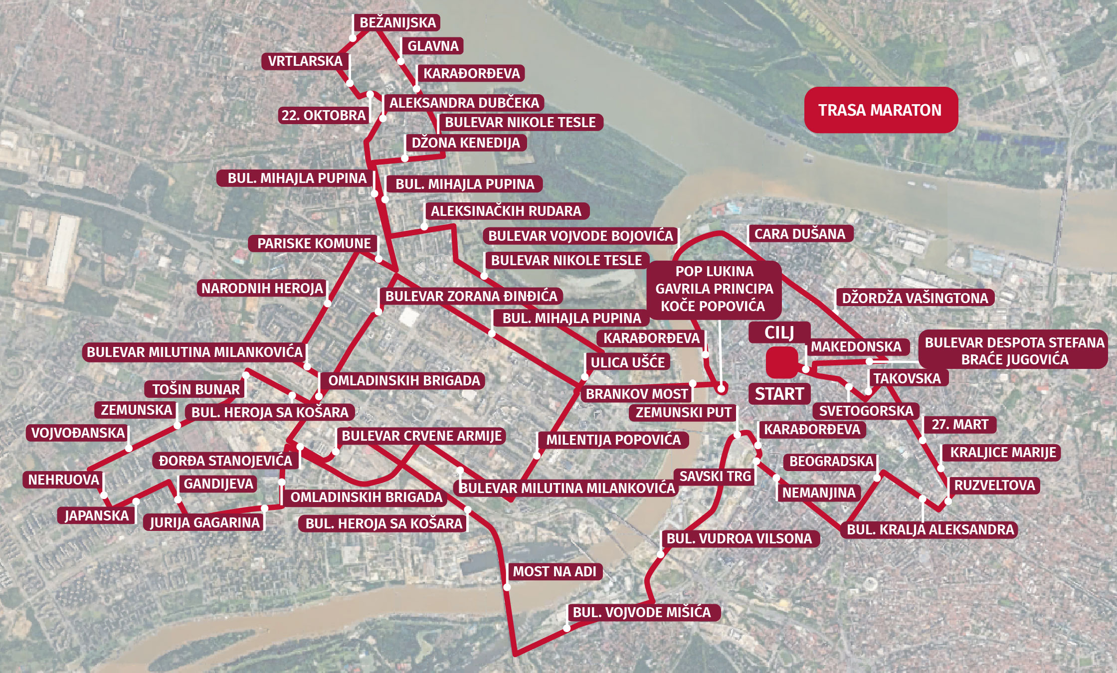 mapa trke beogradski maraton