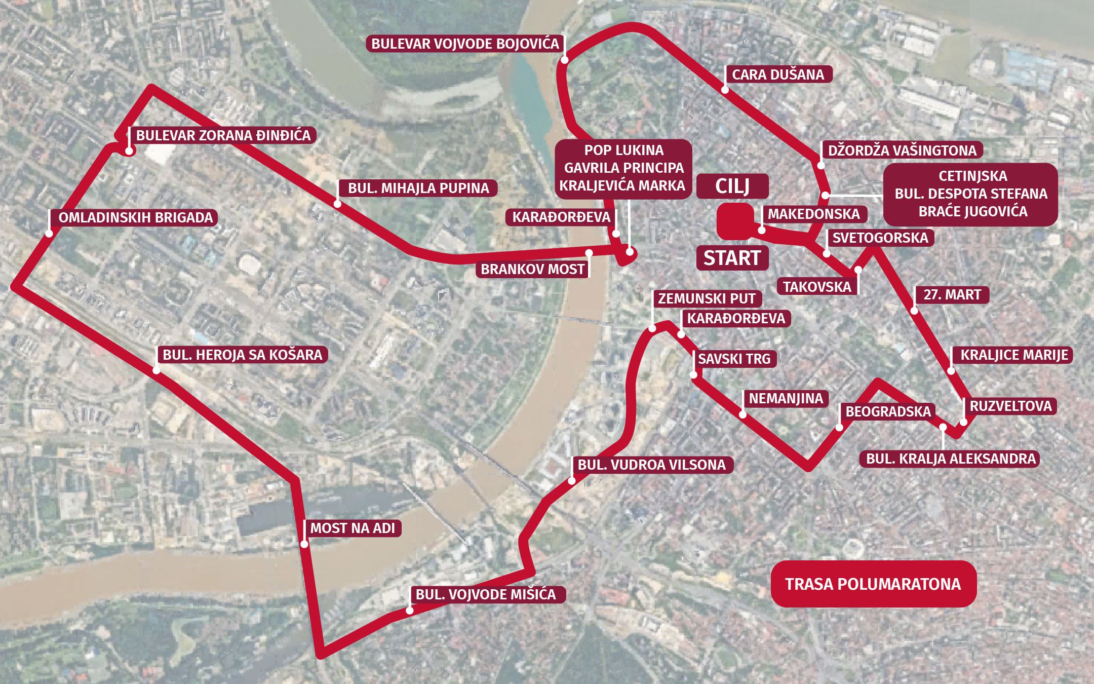 mapa trke beogradski maraton