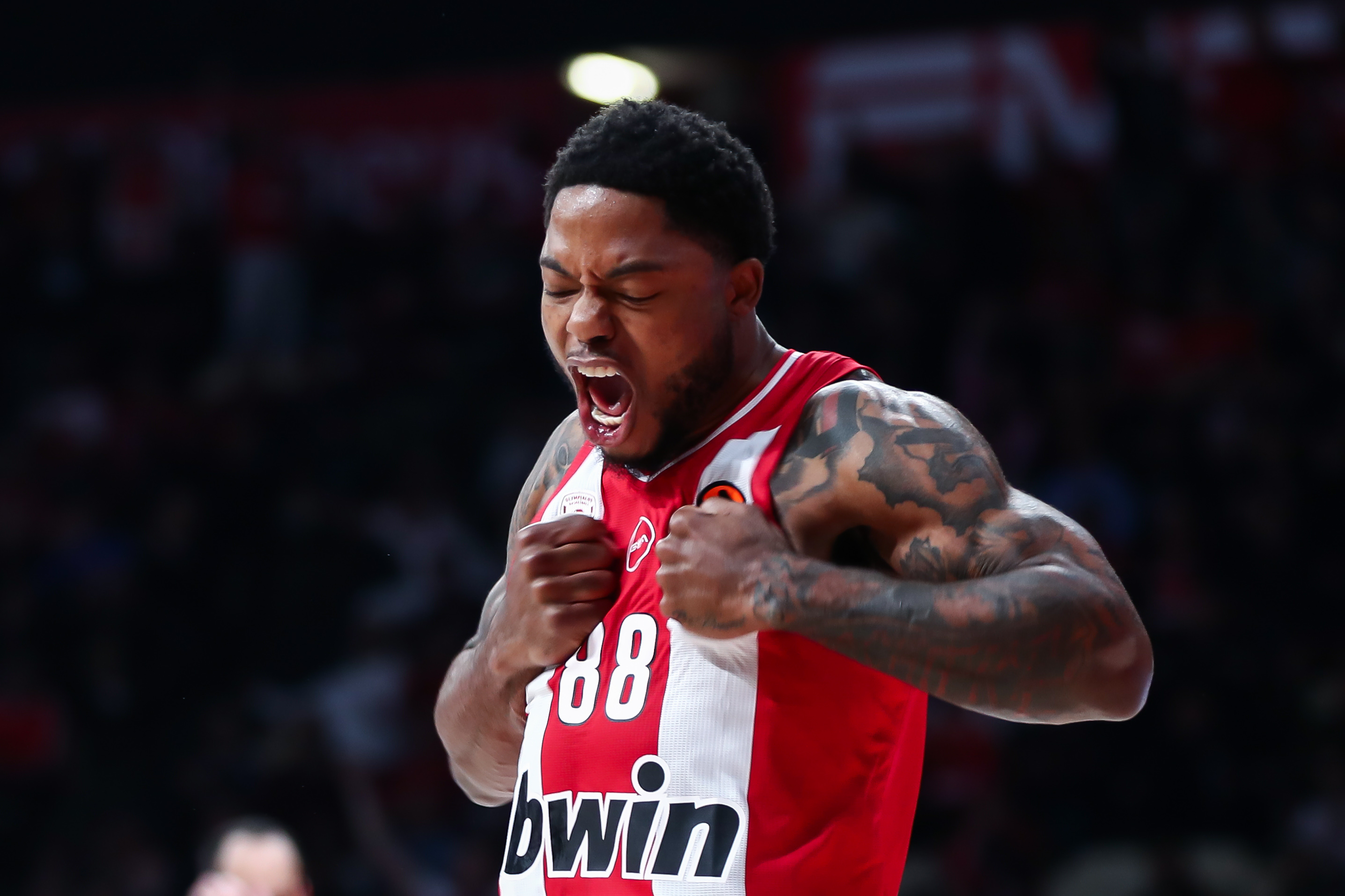 Tyrique Jones of Olympiacos in action