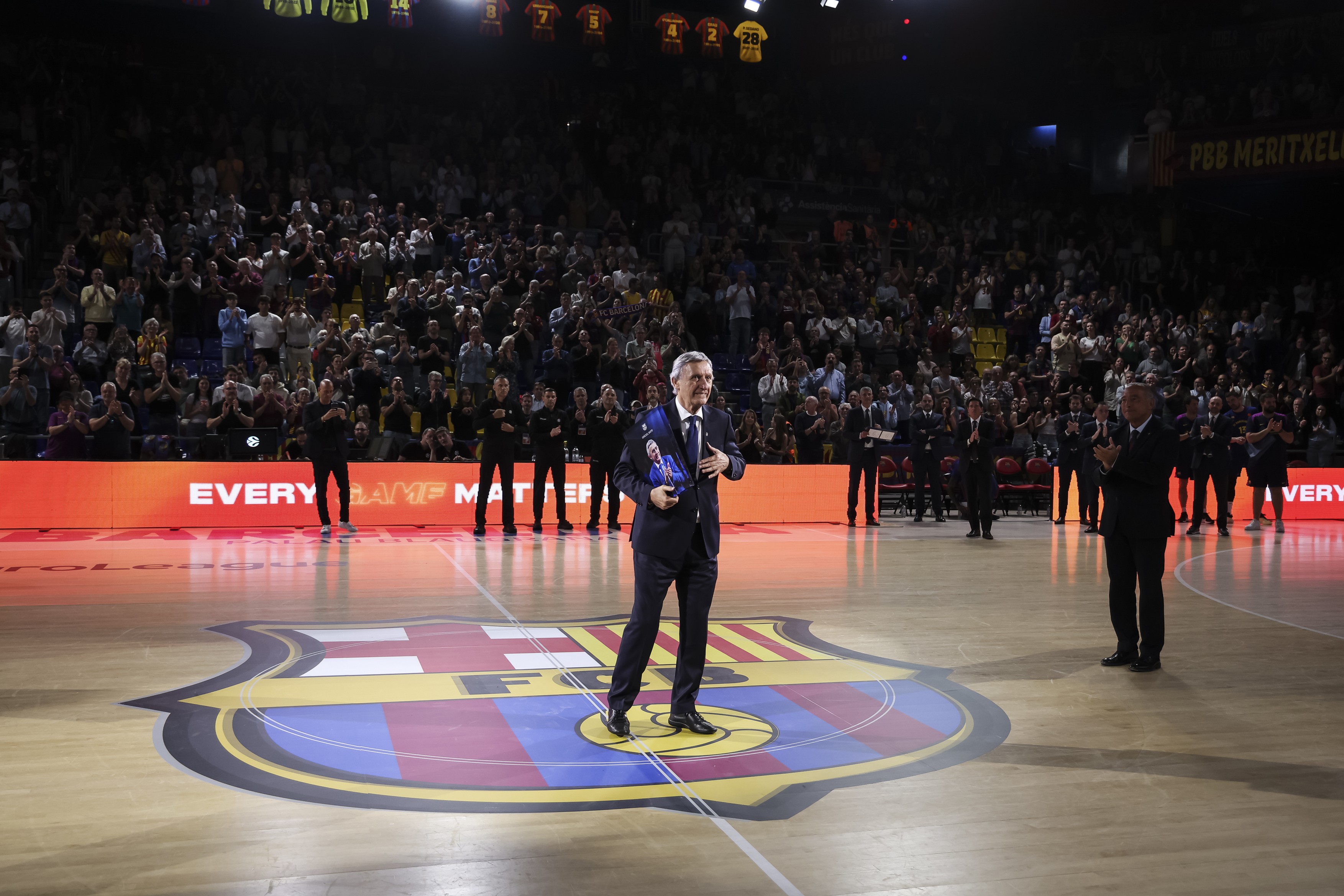 A tribute to Svetislav Pesic, head coach of FC Bayern Munich on his final EuroLeague match during the EuroLeague Regular Season Round 38 match played between FC Barcelona and FC Bayern Munich at Palau Blaugrana