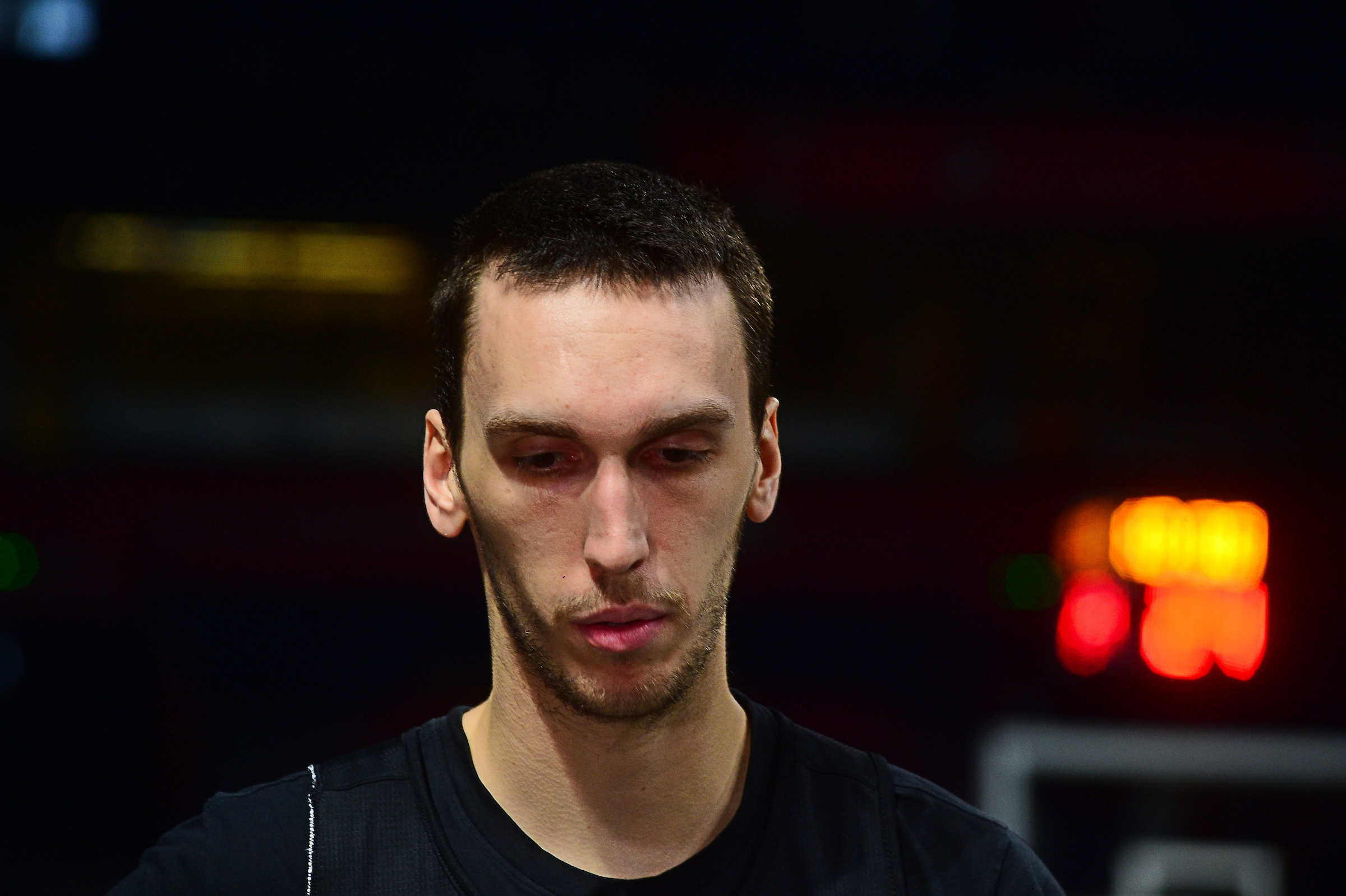 Aleksej Pokusevski at open practice and press conference of a Partizan