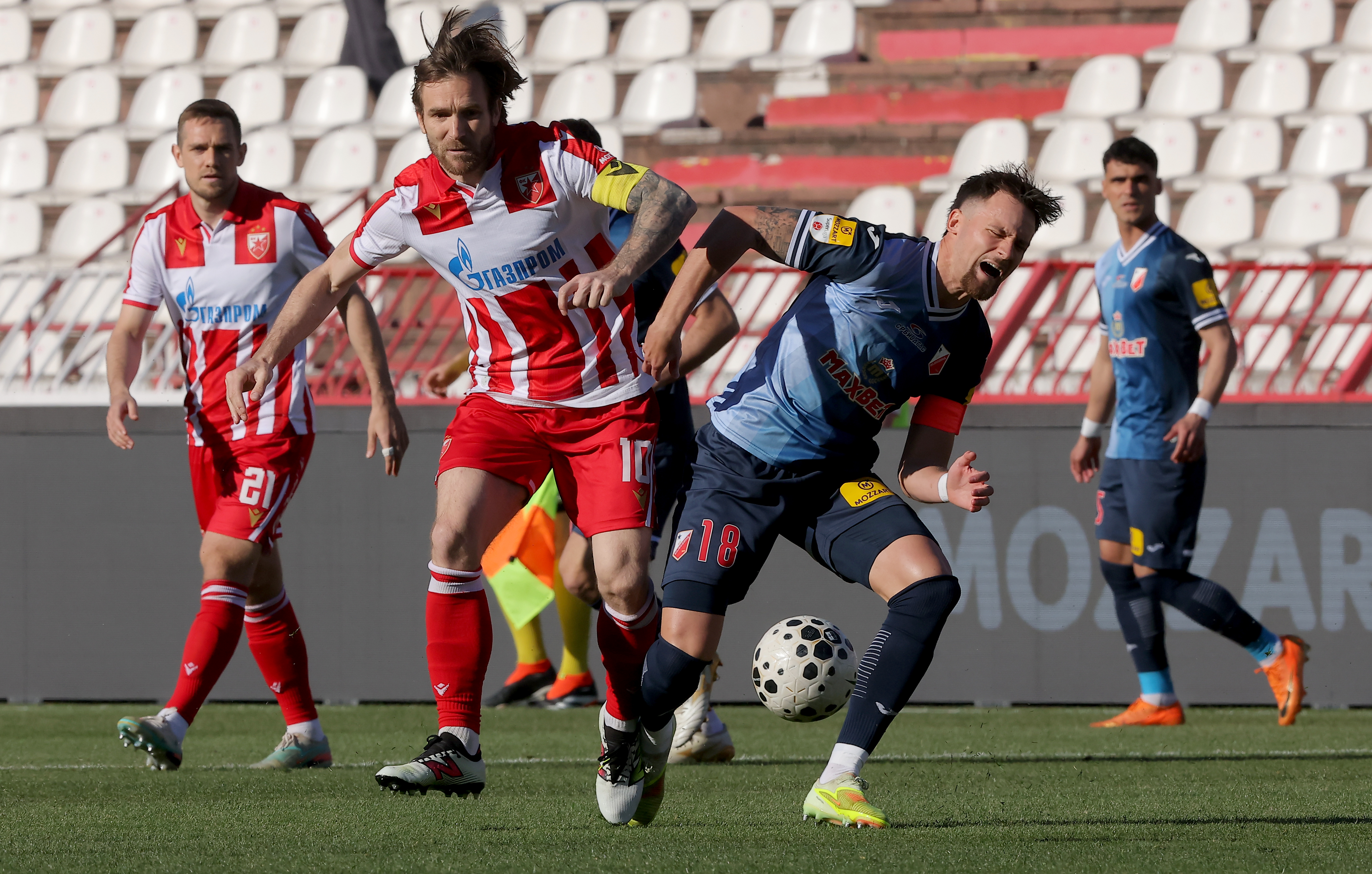 Belgrade, Serbia. April 18th 2026. during Serbian Superleague football match between Crvena Zvezda (Red Star) and Vojvodina on April 18. 2026. in Belgrade, Serbia.(photo by Pedja Milosavljevic/STARSPORT ©)
