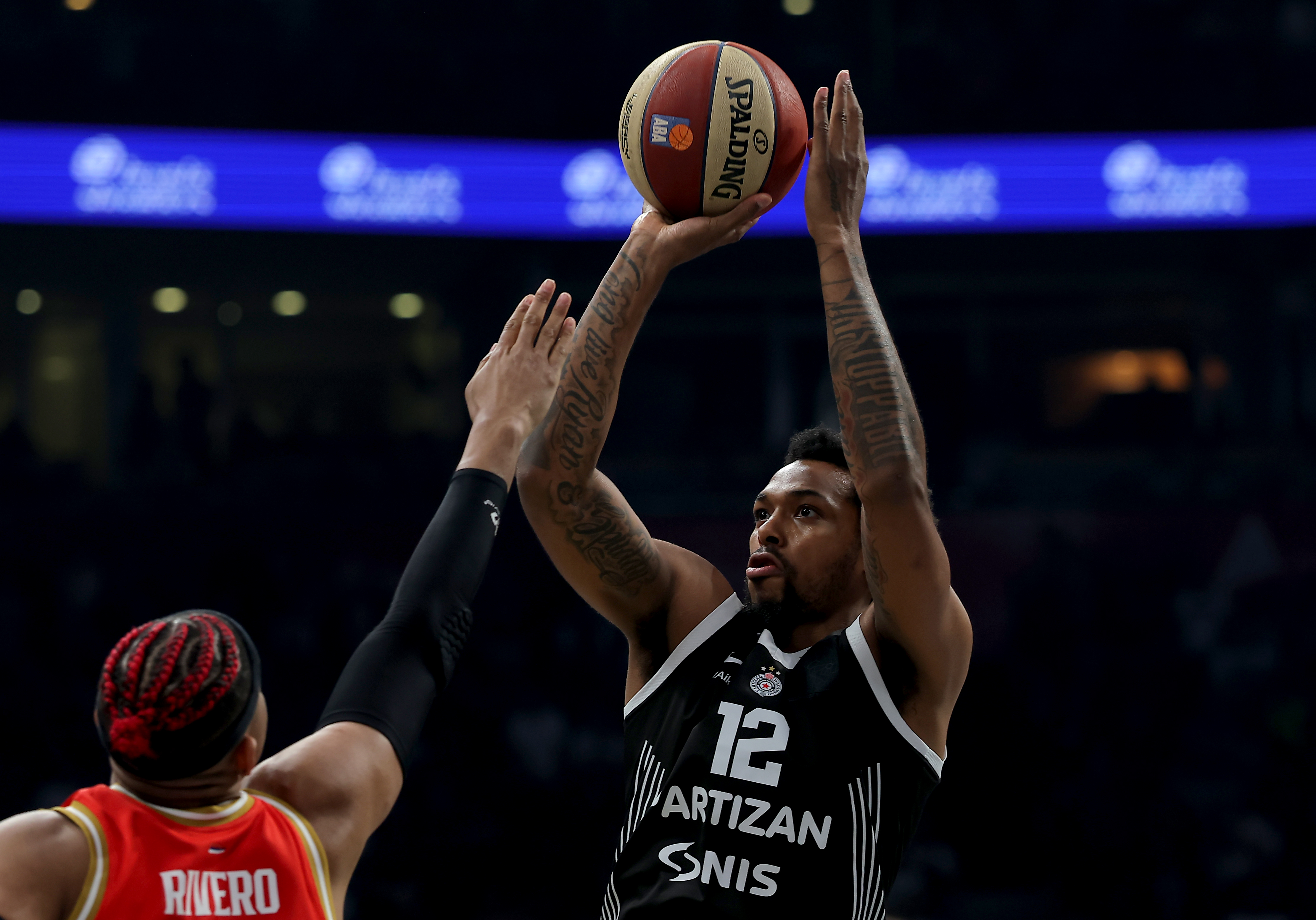 Belgrade, Serbia. 19th April, 2026. during the ABA league basketball match between Partizan and Crvena Zvezda (Red Star) on April 19. 2026. in Belgrade, Serbia.(photo by Pedja Milosavljevic/STARSPORT ©)