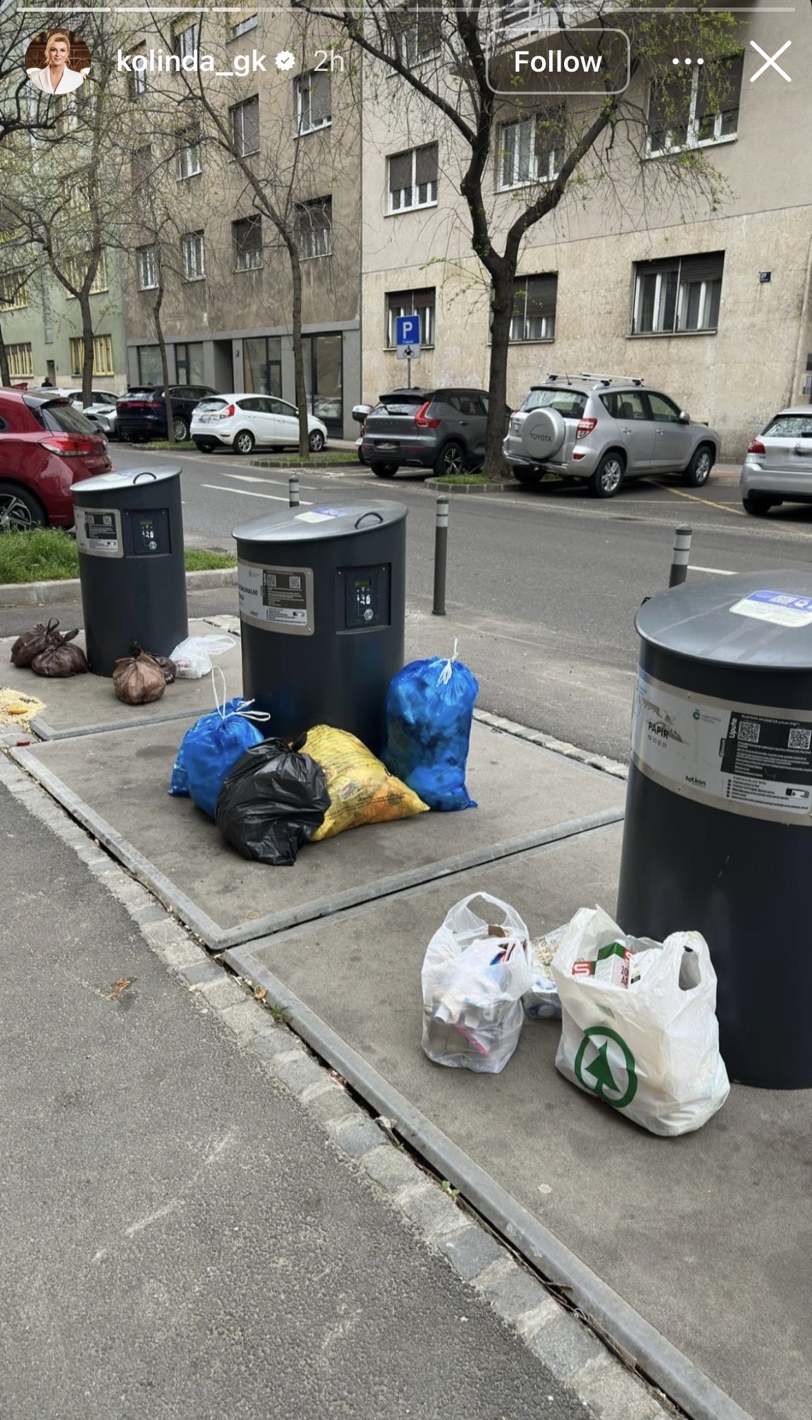 Kolinda Grabar-Kitarović instagram post, smeće u Zagrebu