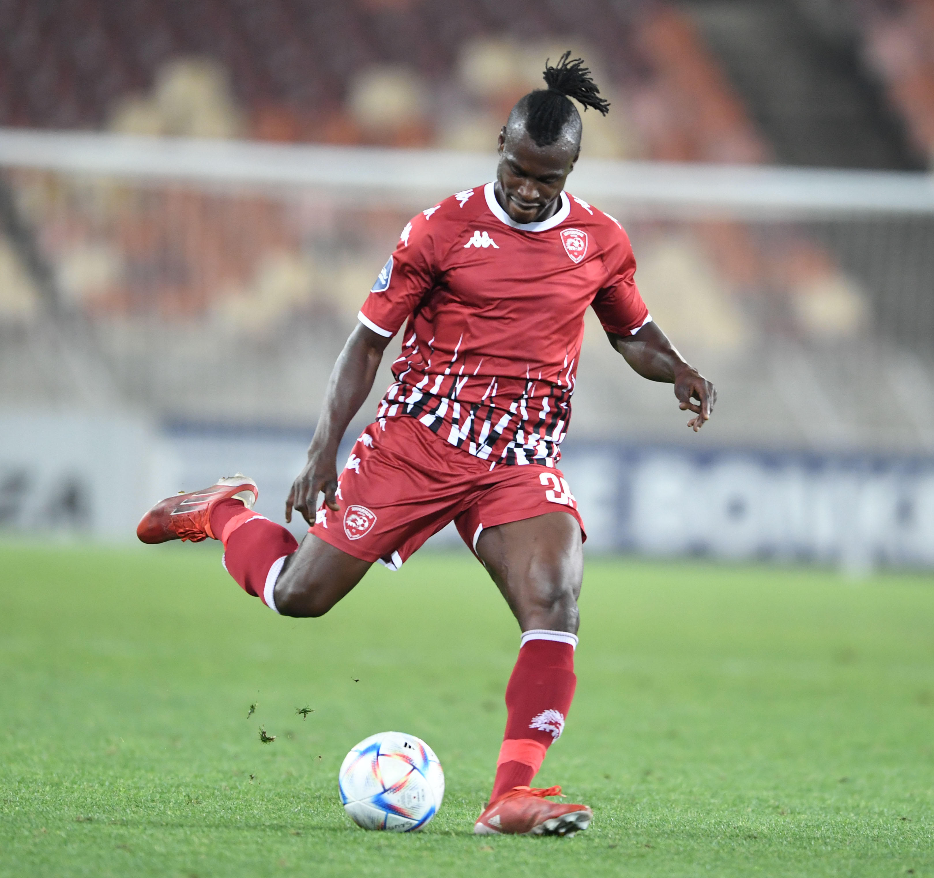 Edwin Gyimah of Sekhukhune United during the DStv Premiership 2022/23 match between Sekhukhune United and Maritzburg United