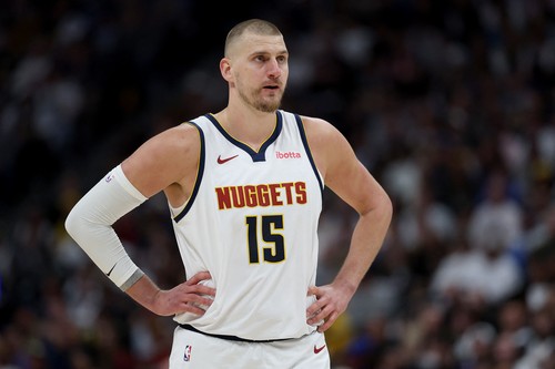 DENVER, COLORADO - APRIL 18: Nikola Jokic #15 o