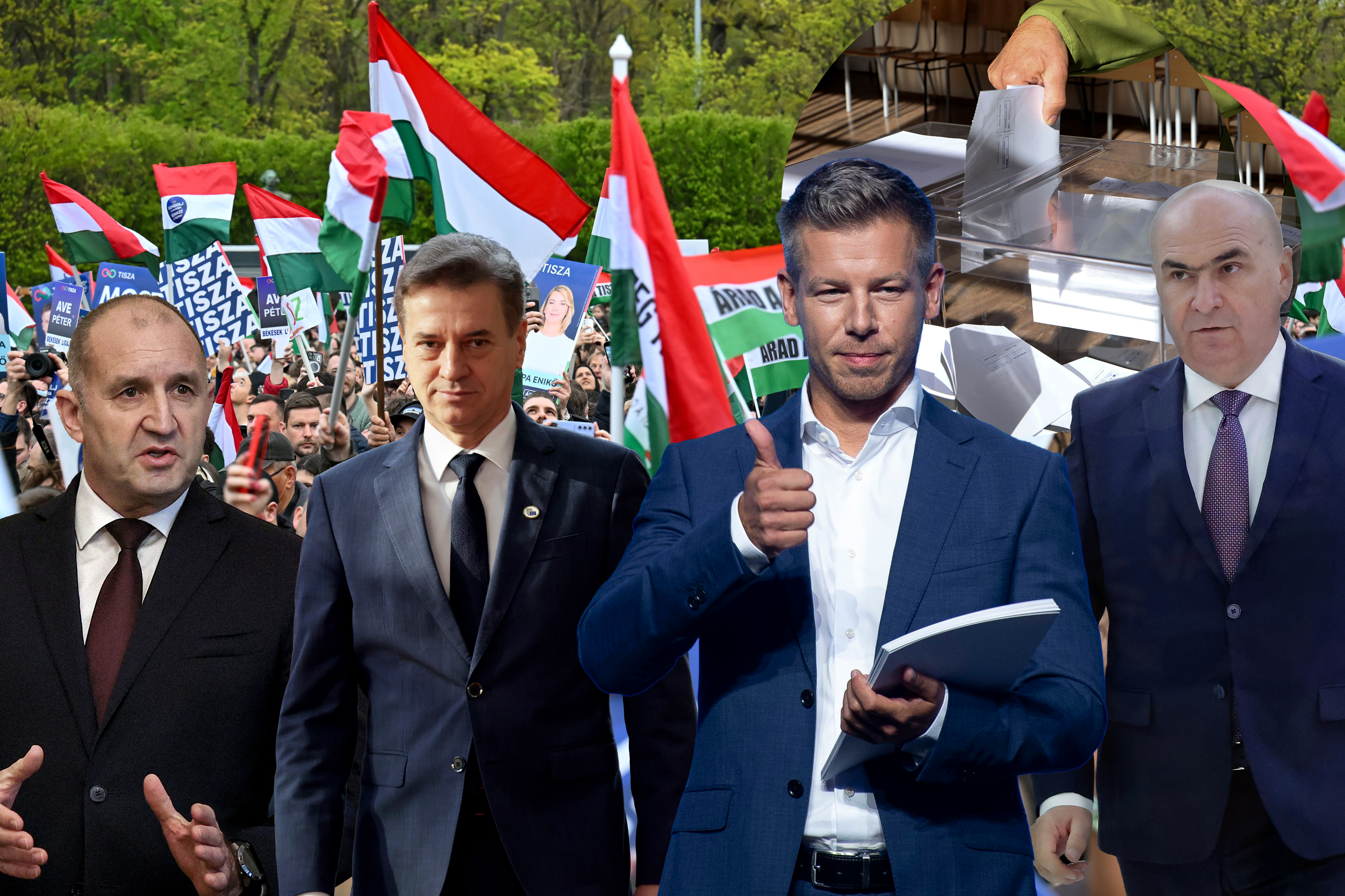 epa12883618 Supporters cheer as President of the opposition Tisza Party Peter Magyar addresses them during the party�s campaign closing event in Debrecen, Hungary, 11 April 2026.  EPA/TIBOR ILLYES HUNGARY OUT