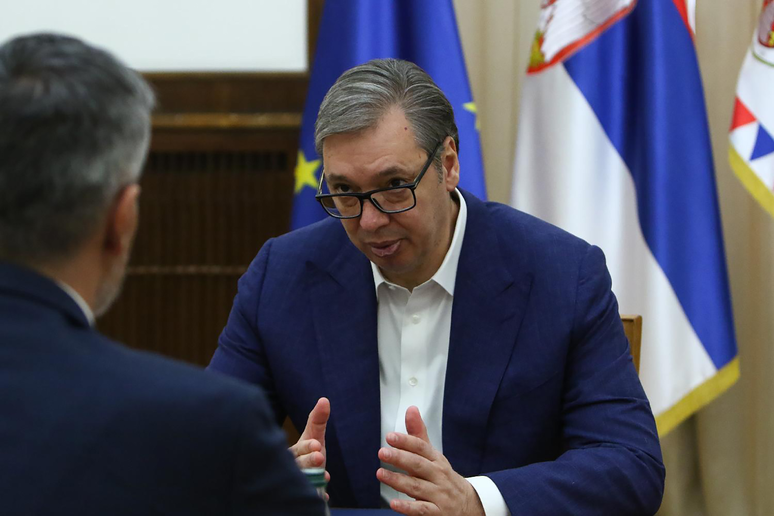 Mesto: BeogradDatum: Mon Apr 27 11:18:13 CEST 2026Dogadjaj: POLITIKA - konsultacija predsednika Srbije Aleksandra Vučića sa Srpskim pokretom obnoveFotoreporter: Milica VučkovićLičnosti: Aleksandar VučićIzvor: FoNet