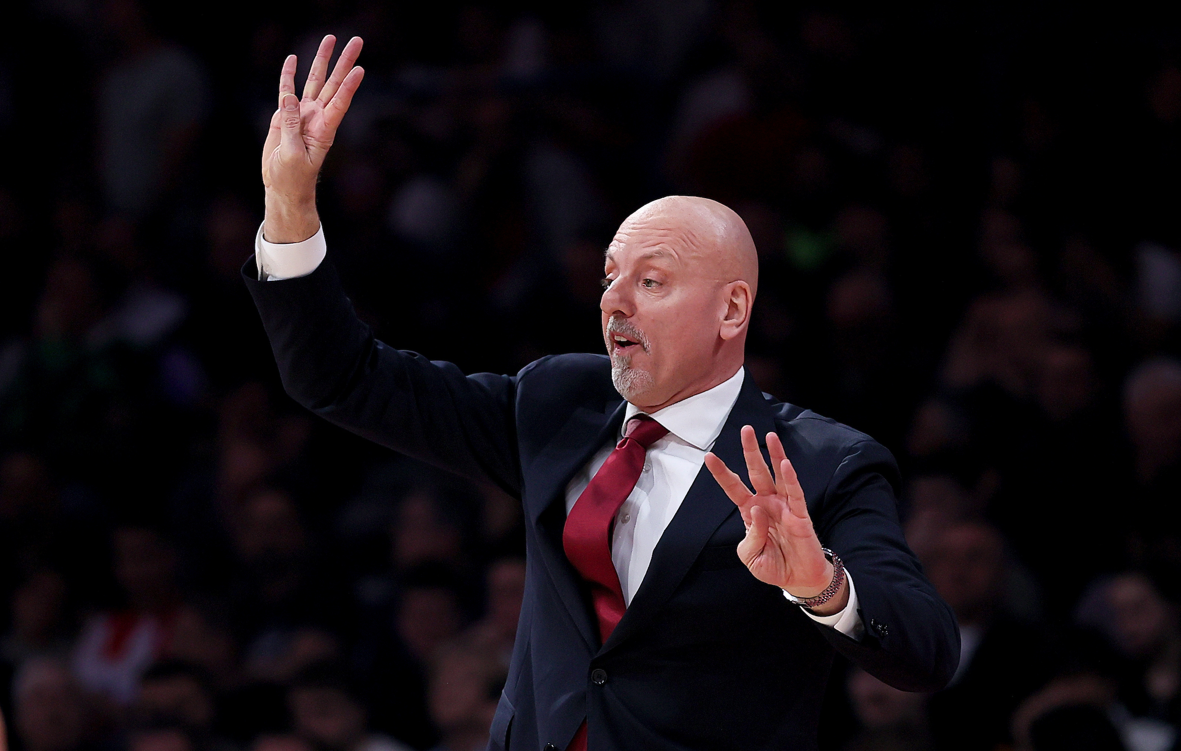 Head Coach of Crvena Zvezda Sasa Obradovic during Crvena Zvezda v Fenerbahce basketball match of Euroleague season 2025/2026 round 31 in Belgrade, Serbia on March 13th.( photo by Luka Milosavljevic / STARSPORT © )