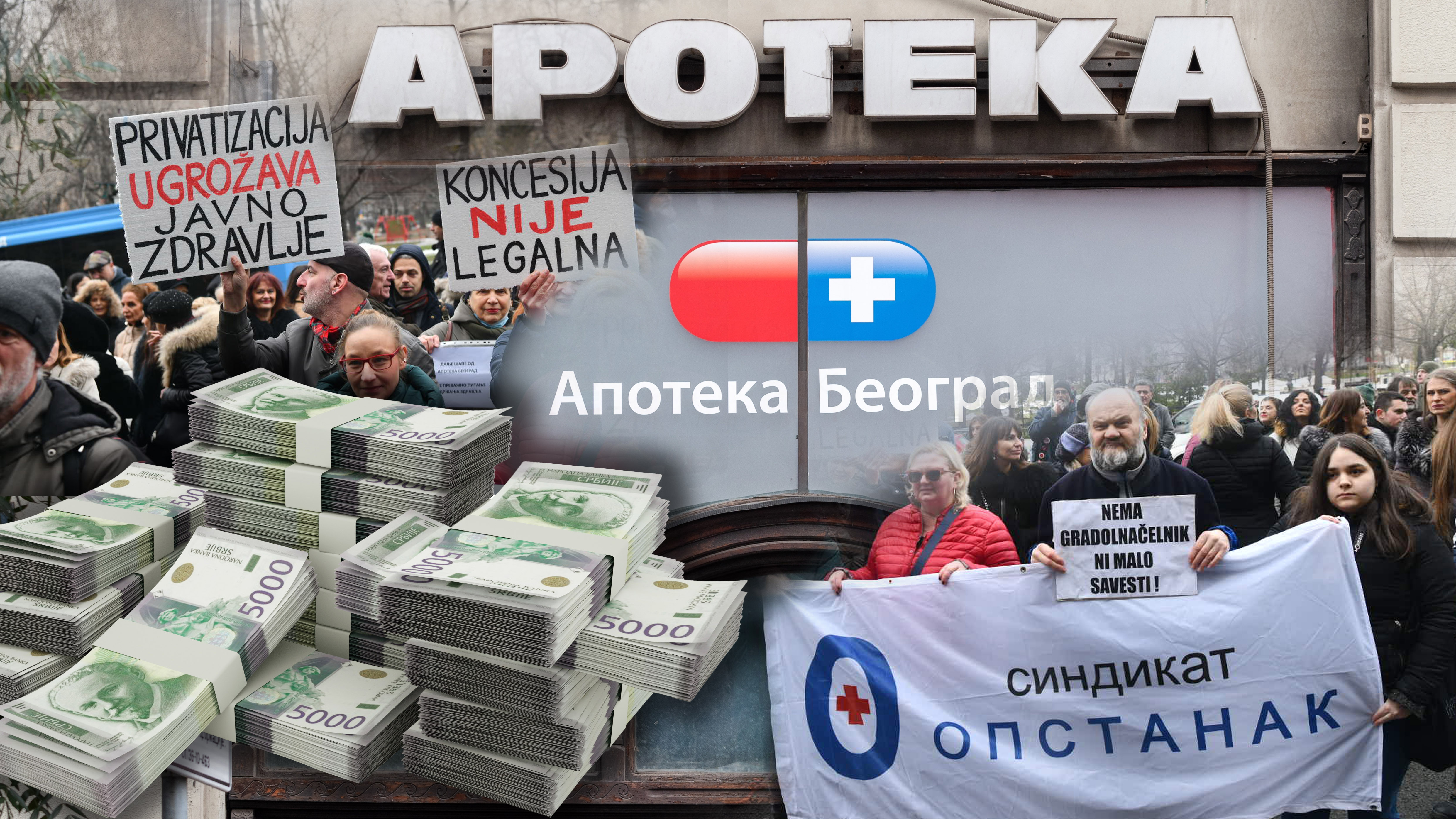 Apoteka Beograd, pare, dinari, protest zaposlenih kombo