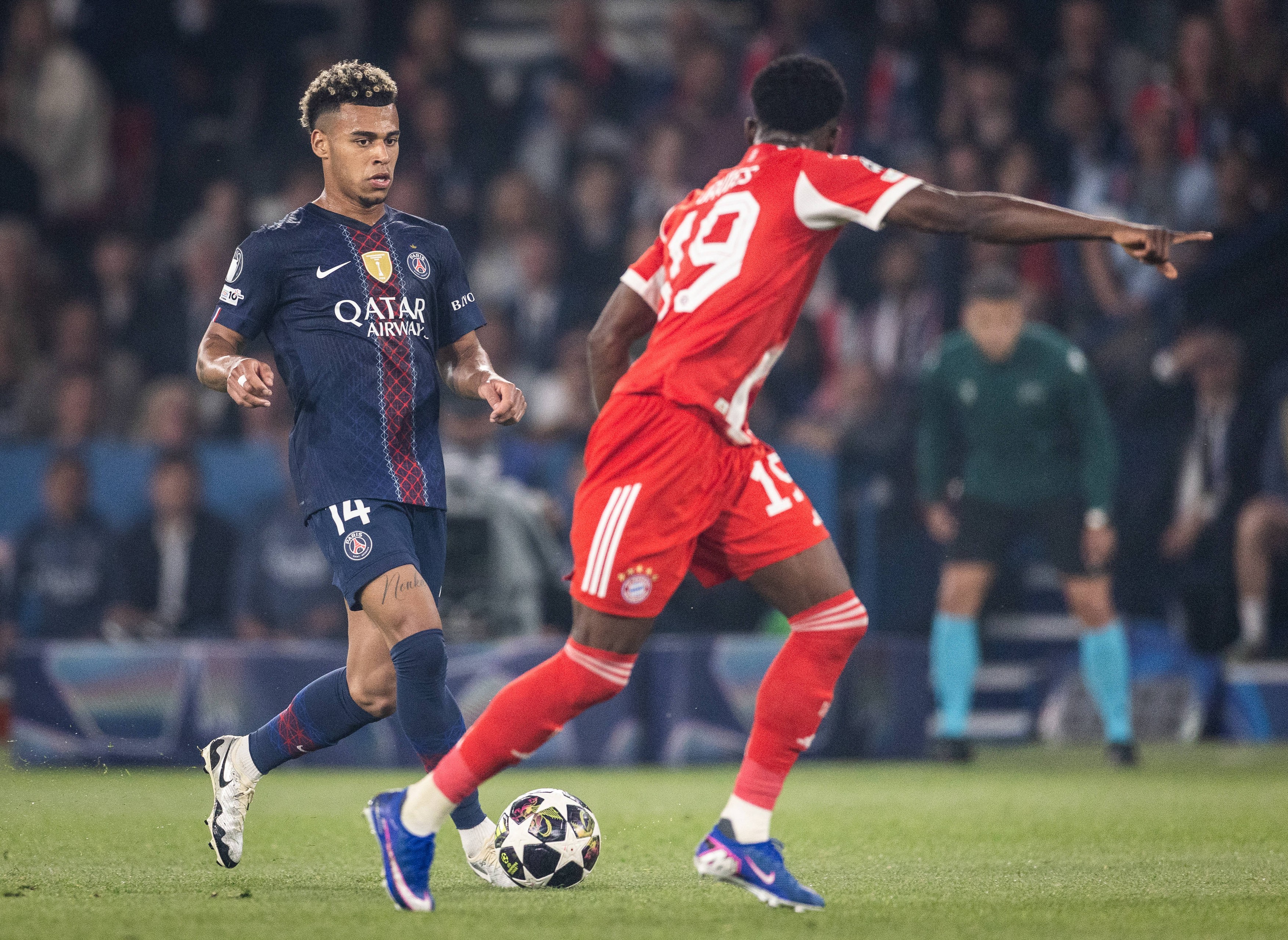 PSG x FC Bayern Doue PSG in action during the game against FC Bayern