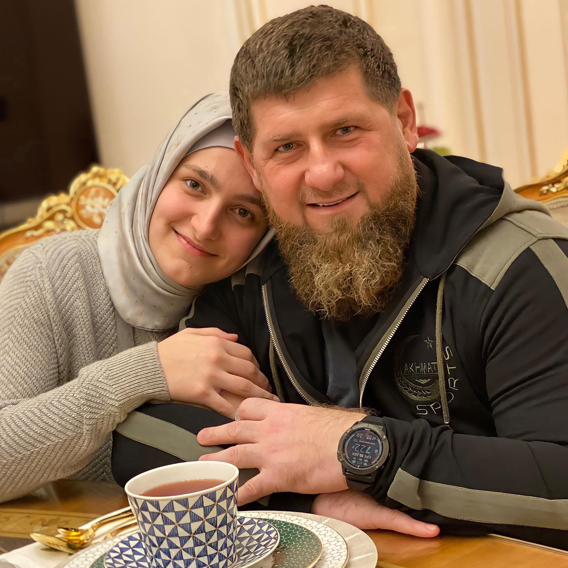 Aishat Kadyrova, 24, with her father Ramzan Kadyrov