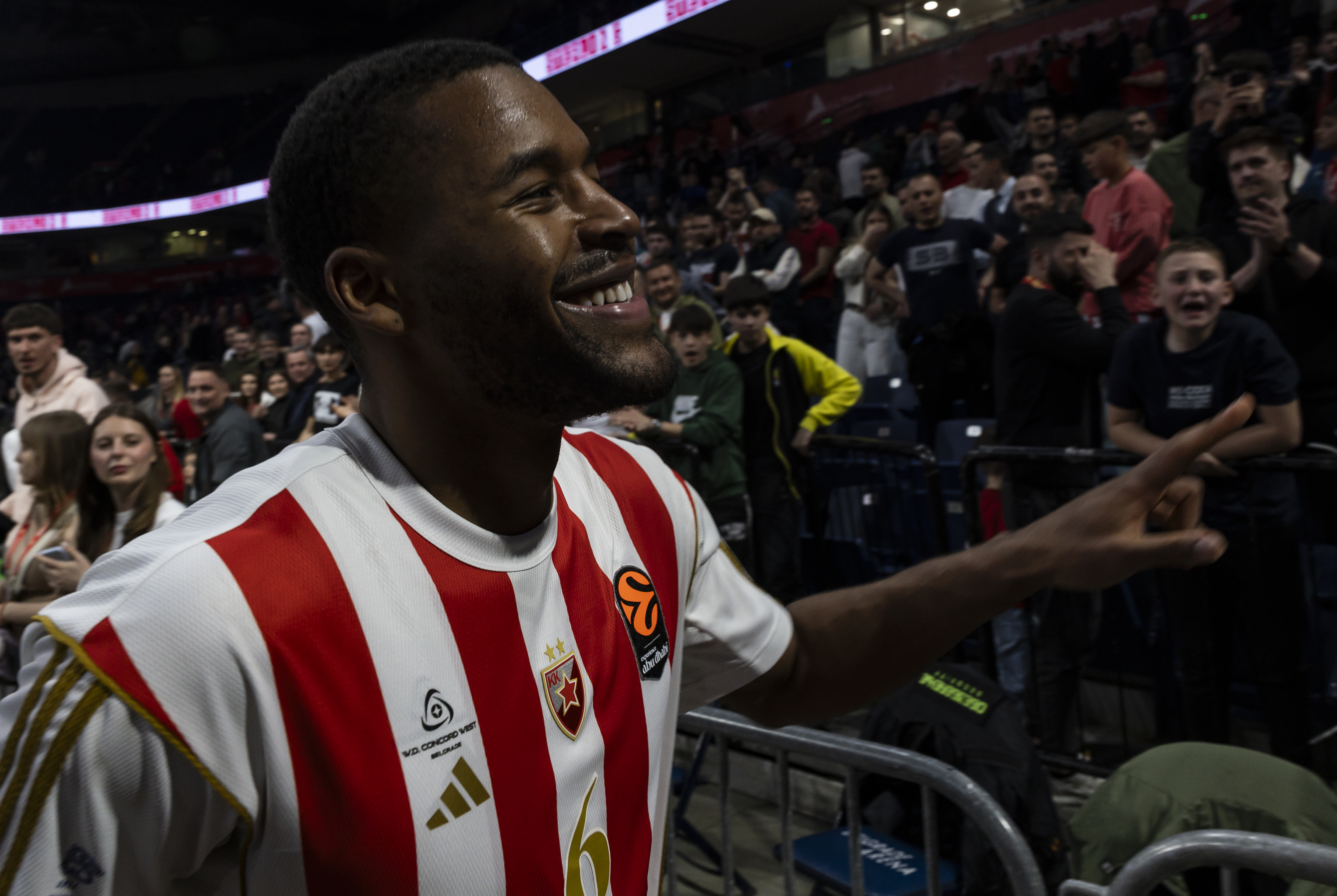 during 2025/2026 EuroLeague Round 36 match between Crvena Zvezda Meridianbet Belgrade and Paris Basketball at Belgrade Arena on April 07, 2026 in Belgrade, Serbia. (Photo by Srdjan Stevanovic/Starsport.rs ©)