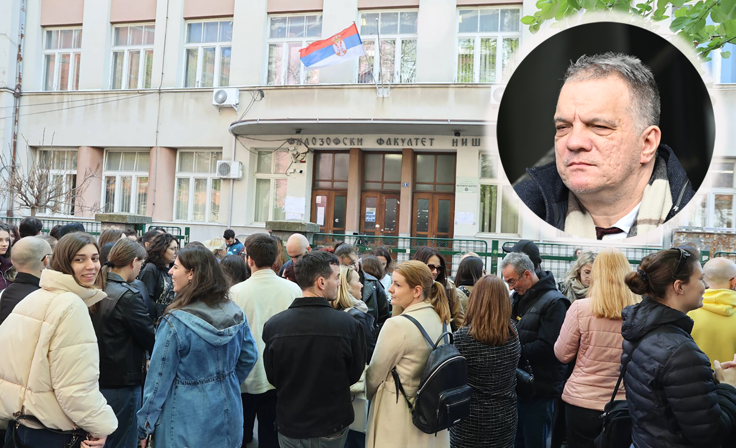 kaver kombo: Šetnja/protest ispred Filozofskog u Nišu i  Dejan Vuk Stanković