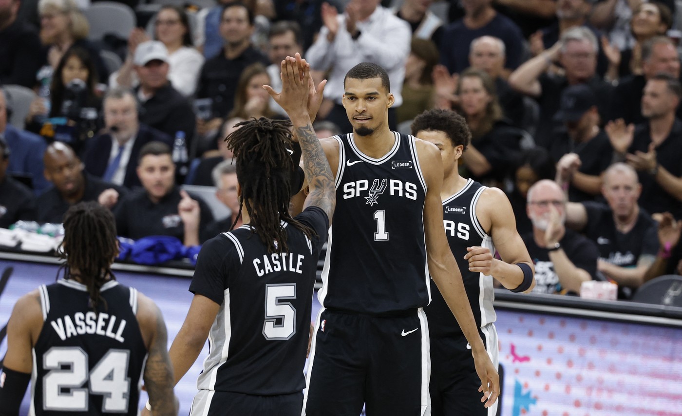 SAN ANTONIO, TX -MAY 12: Victor Wembanyama #1 of the San Antonio Spurs