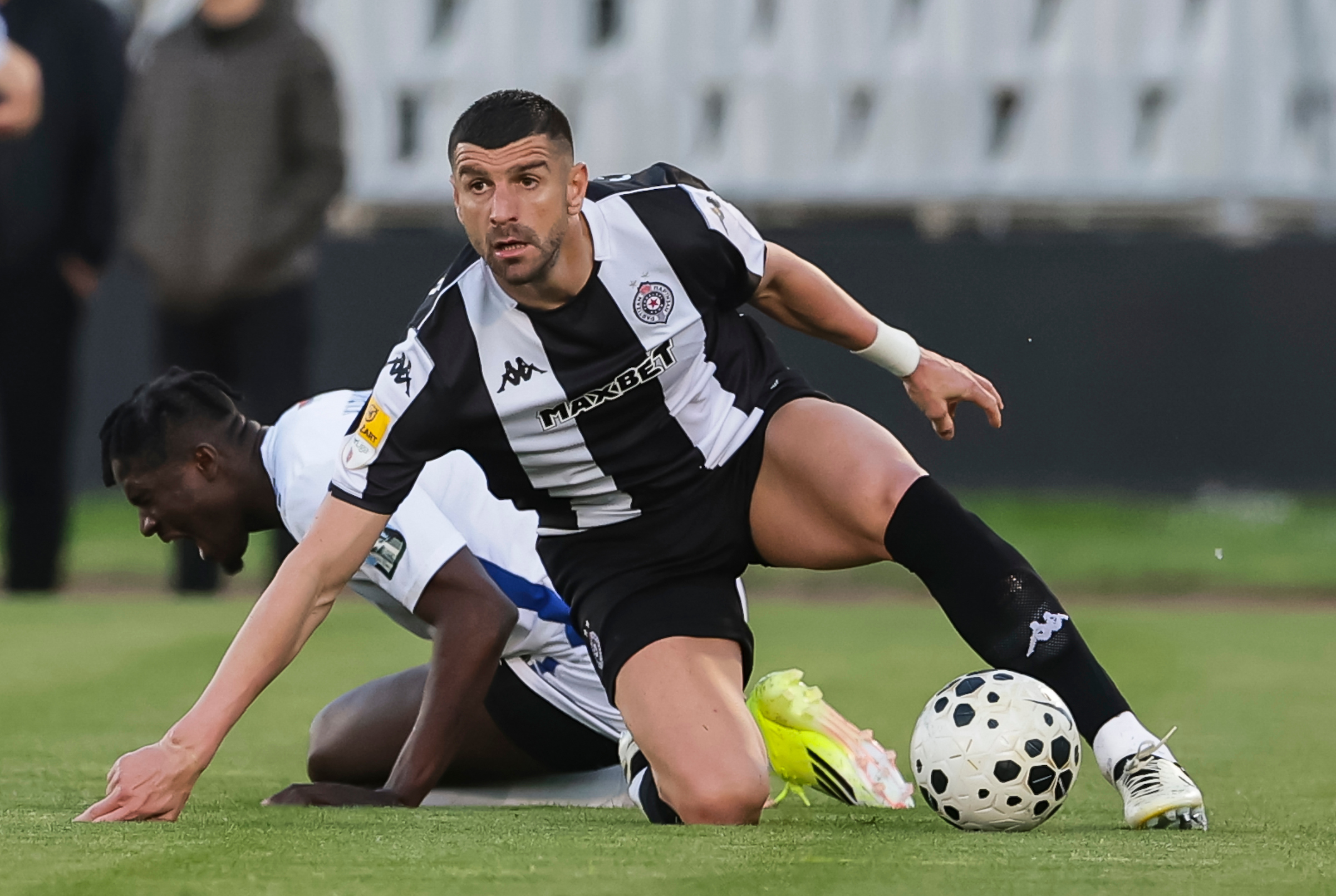 Stefan Mitrovic of Partizan during the Mozzart Super Liga 2025/2026 match between Partizan and Zeleznicar Pancevo at stadium FK Partizan on April 18, 2026 in Belgrade, Serbia.