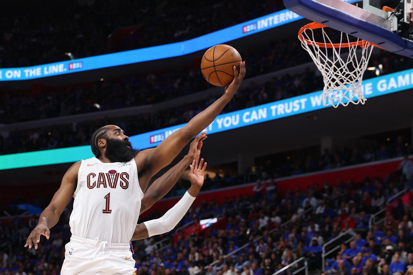 DETROIT, MICHIGAN - MAY 13: James Harden #1 of the Cleveland Credit line: