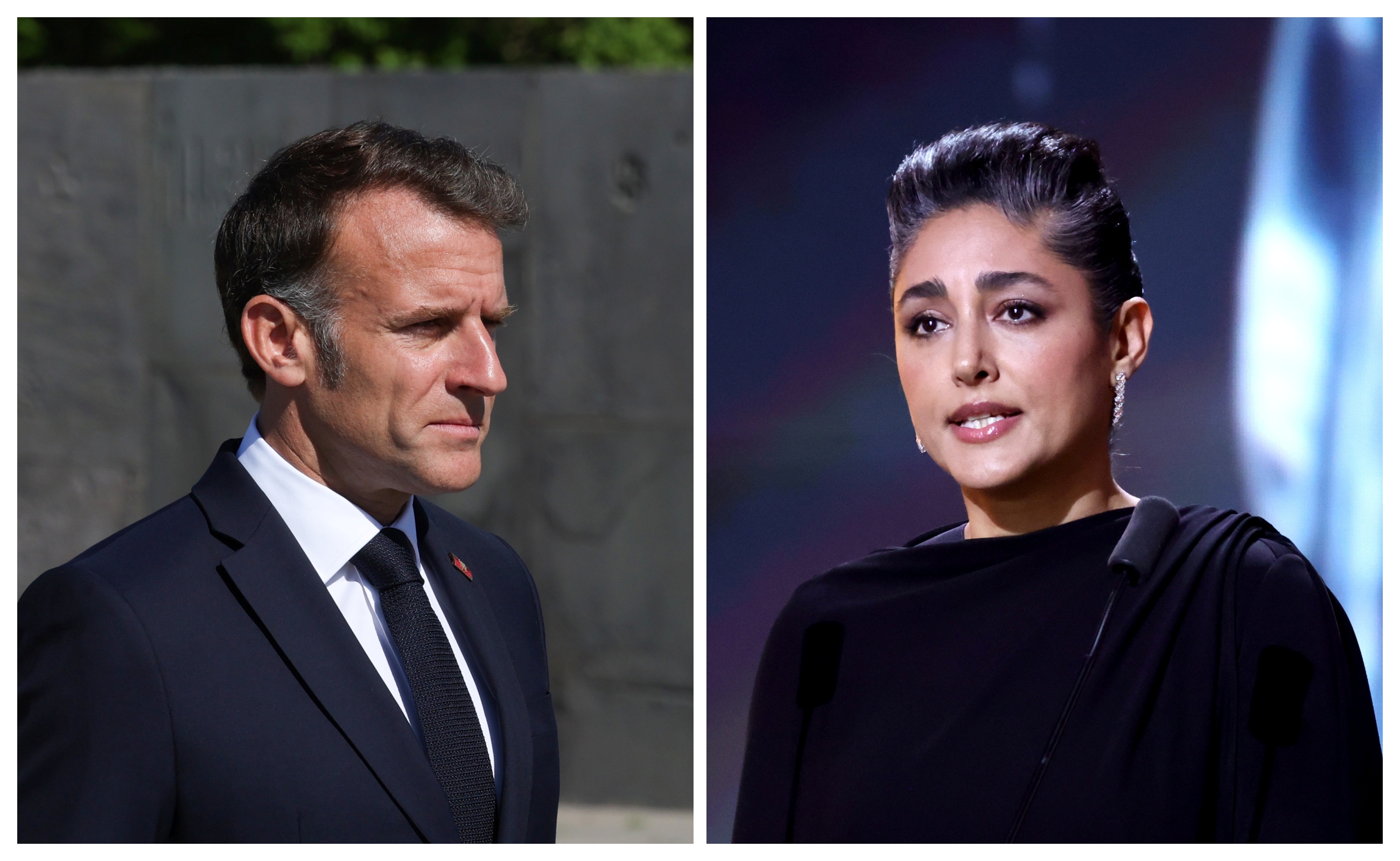 kombo Emmanuel Macron i Golshifteh Farahani