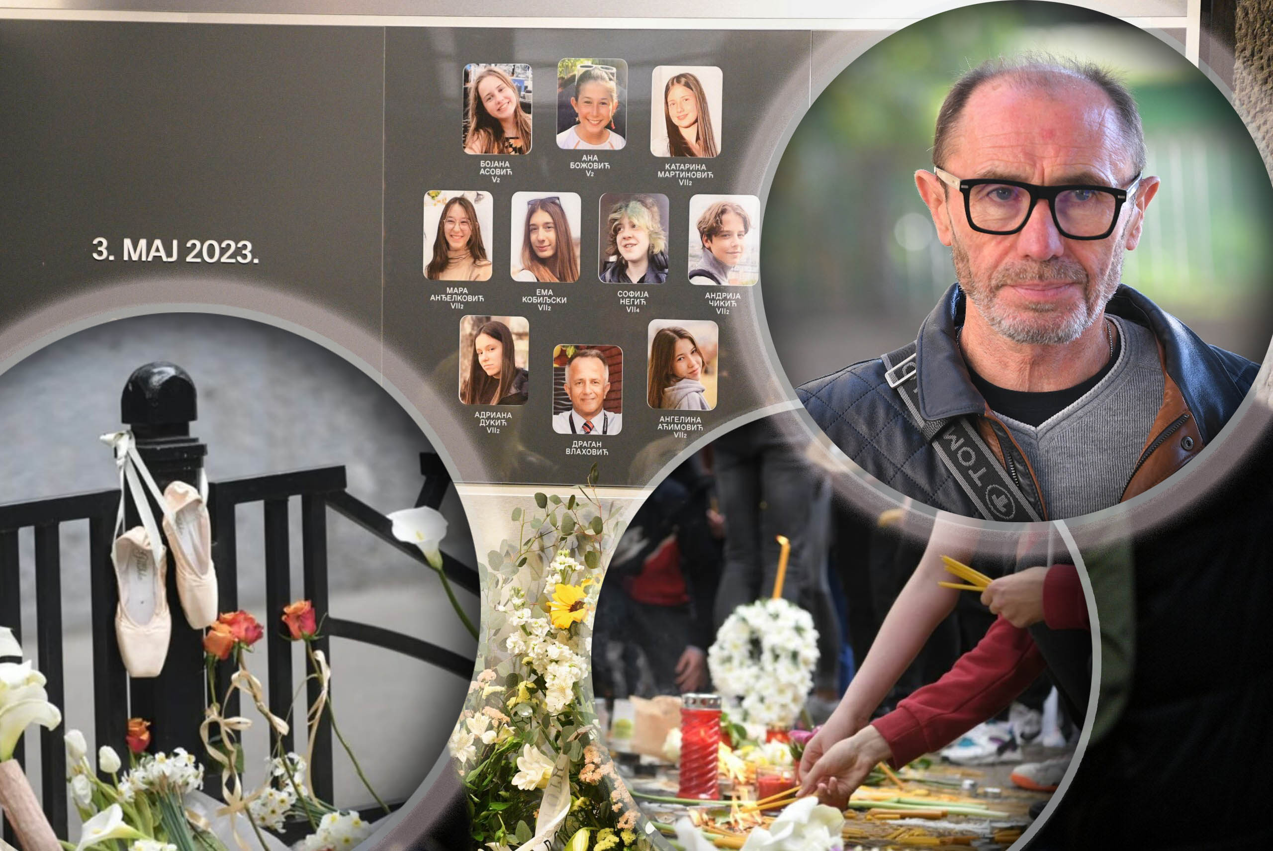 Beograd 03. maj 2024. Prva godišnjica od masakra u Osnovnoj školi Vladislav Ribnikar.  Obeležavanje godišnjice tragedije u osnovnoj školi Vladislav Ribnikar, ostavljanje cveća za nastradale Foto:Filip Krainčanić/Nova.rs
