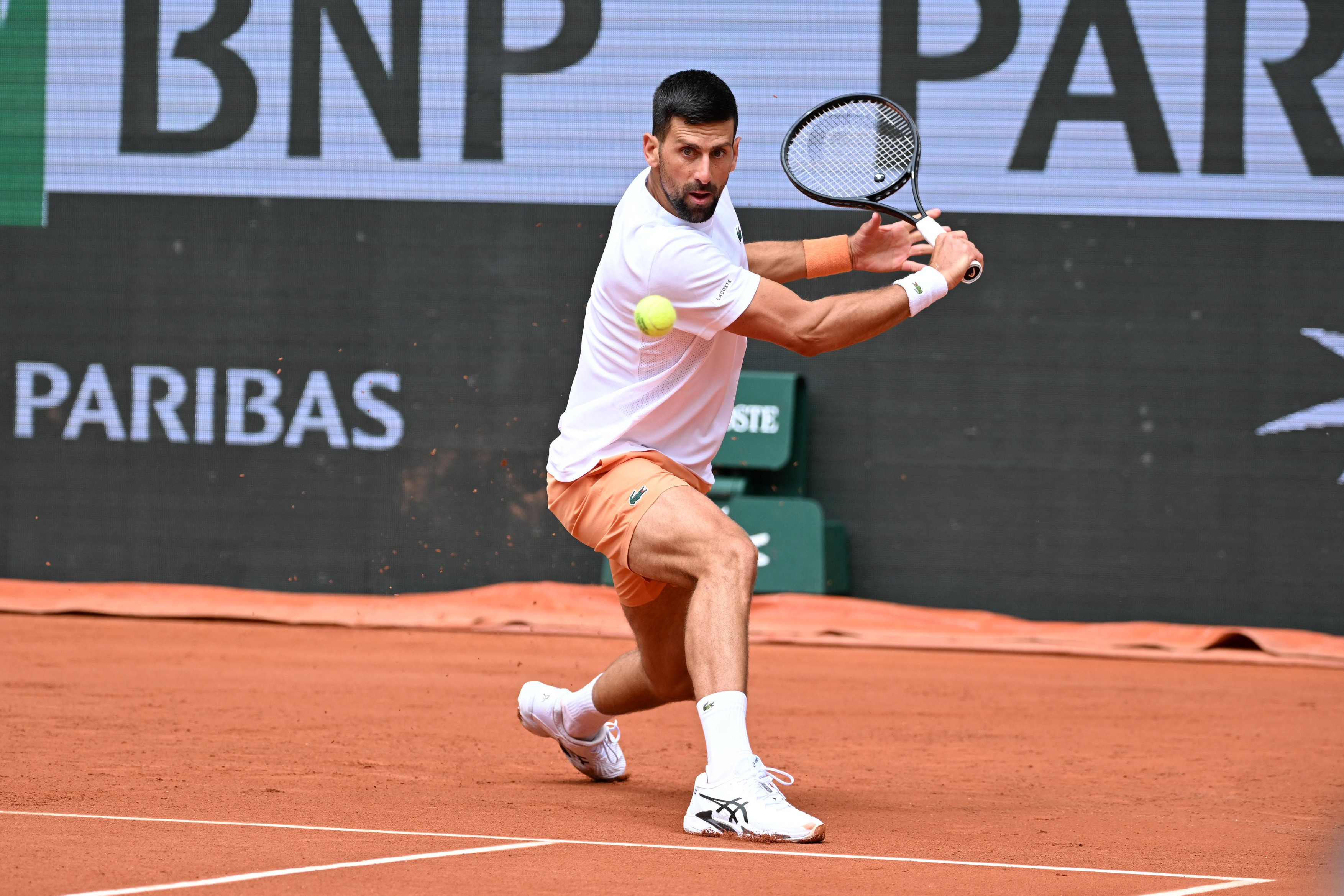 Novak Djokovic (SRB) during a training session ahead of the 2026 Roland Garros tournament