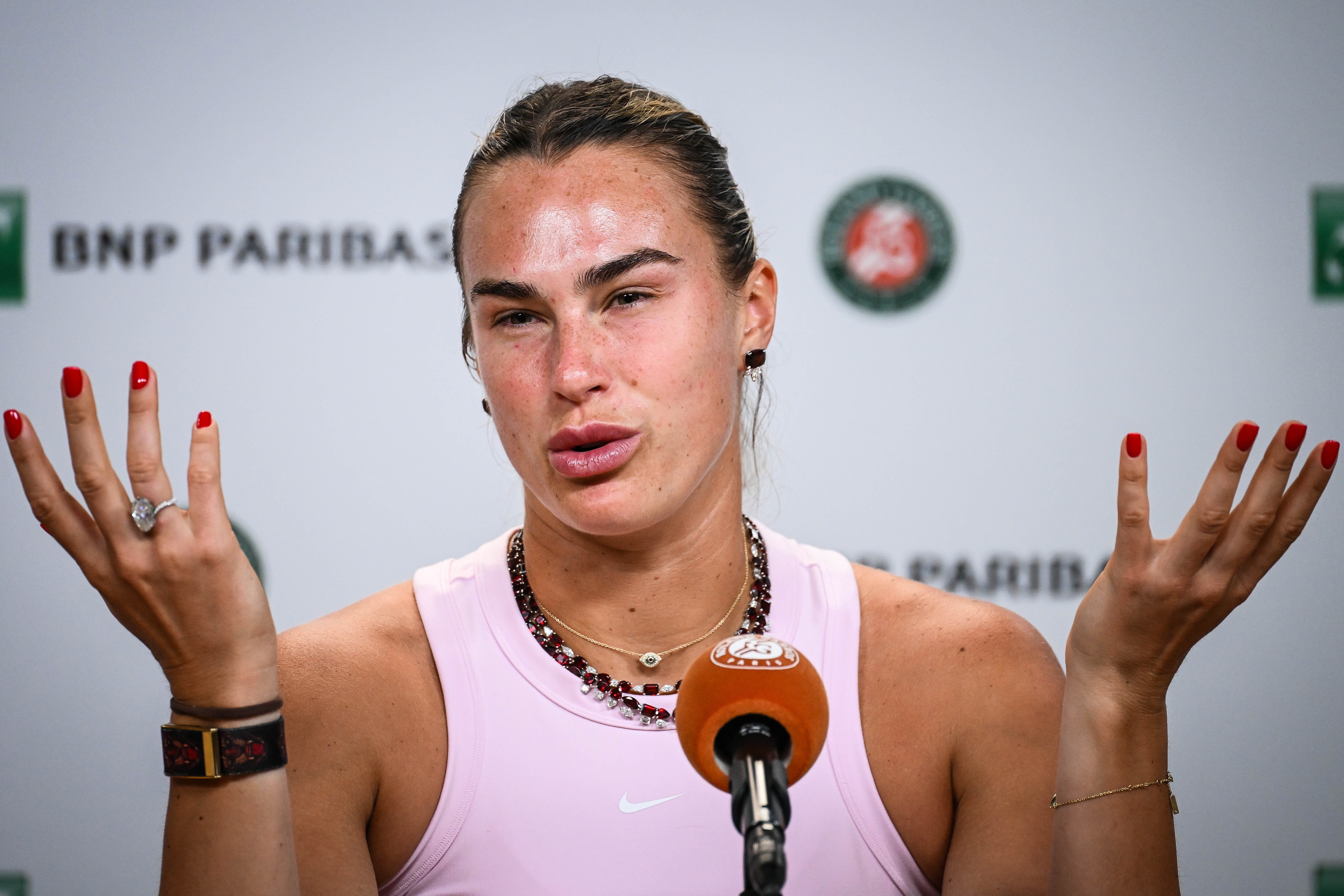 Aryna SABALENKA of Belarus during the Roland-Garros 2026 press conference