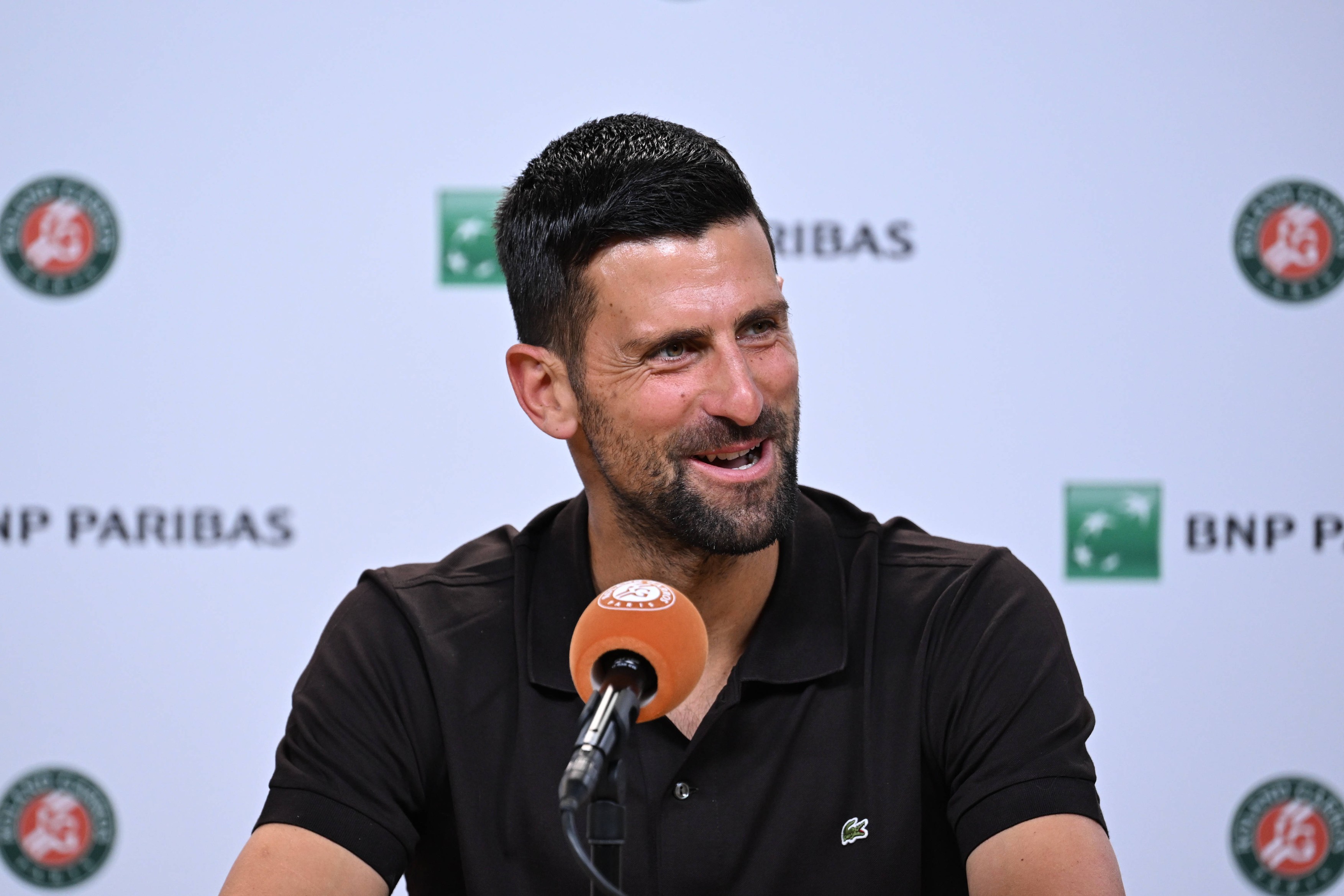 Novak Djokovic attends Media day at the Stade Roland-Garros in Paris, France