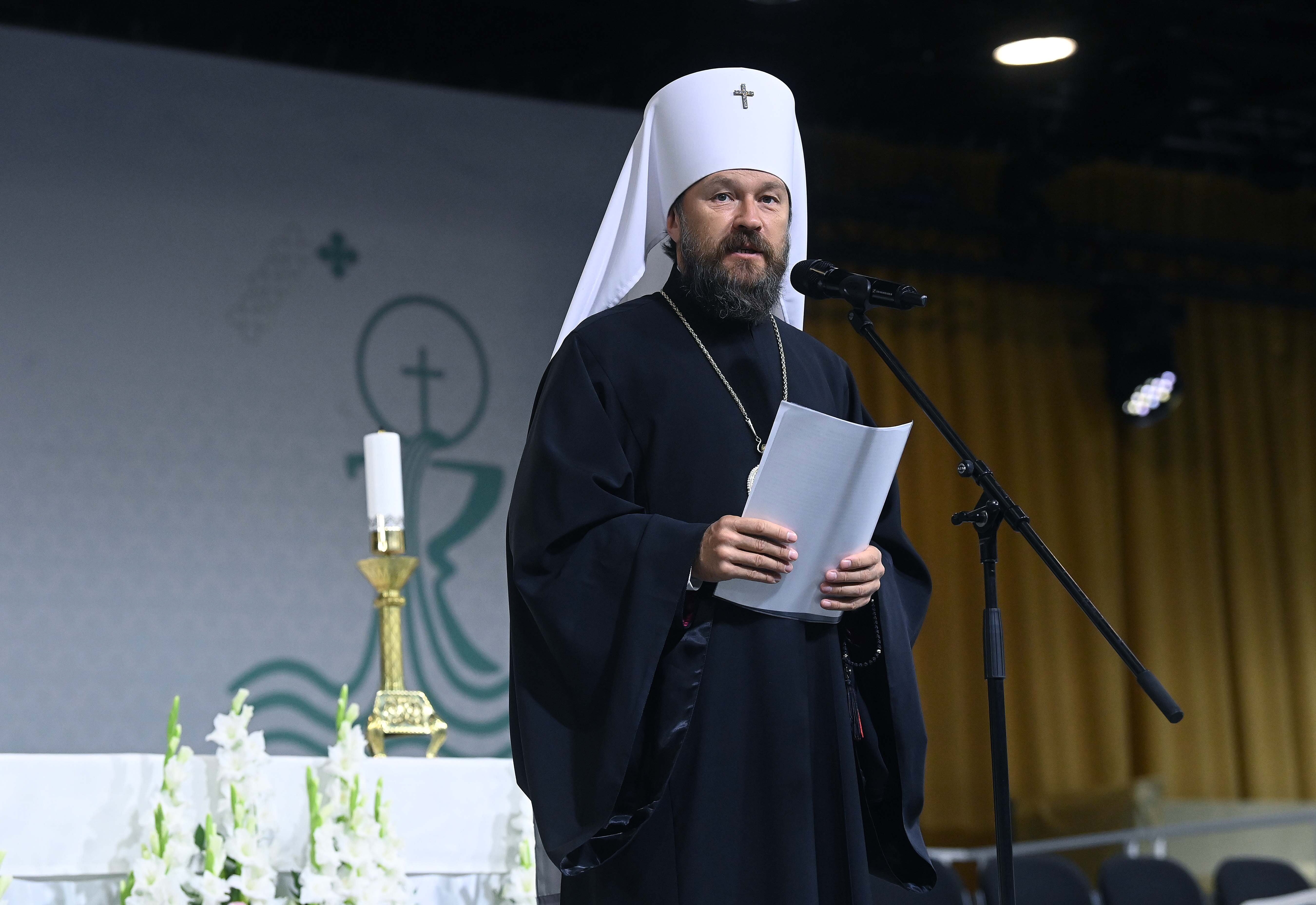 epa09451373 Russian Orthodox Bishop Hilarion Alfeyev, Metropolitan of Volokolamsk,