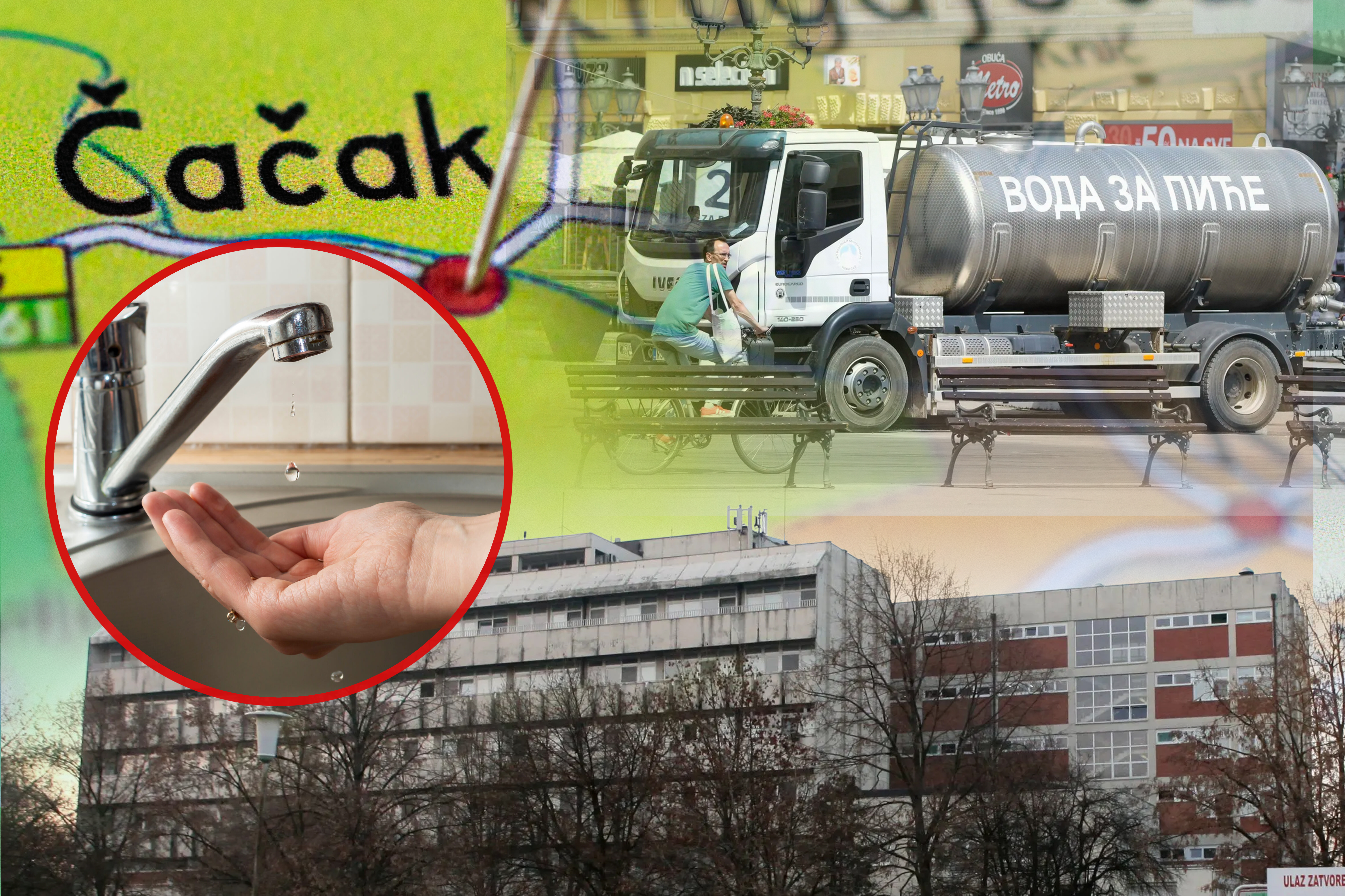 Cacak pinned on a map of Serbia. Map with pin point of Cacak in Serbia.