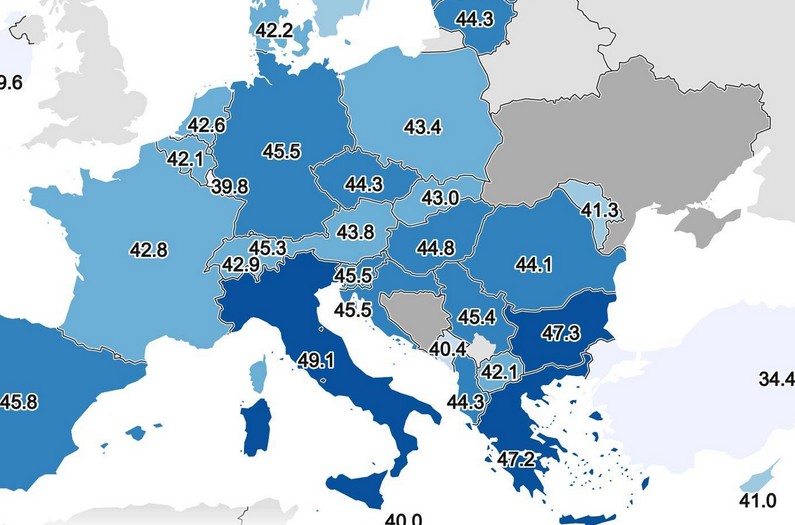 Mapa Evrope - najstariji građani