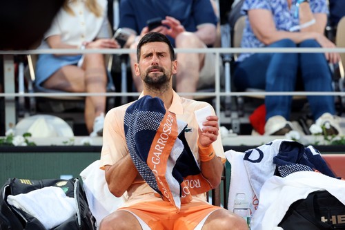 Paris, FRANCE  Novak Djokovic of Serbia celebrates victory against Giovann