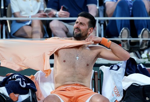 Paris, FRANCE  Novak Djokovic of Serbia celebrates victory a CHINA, KO